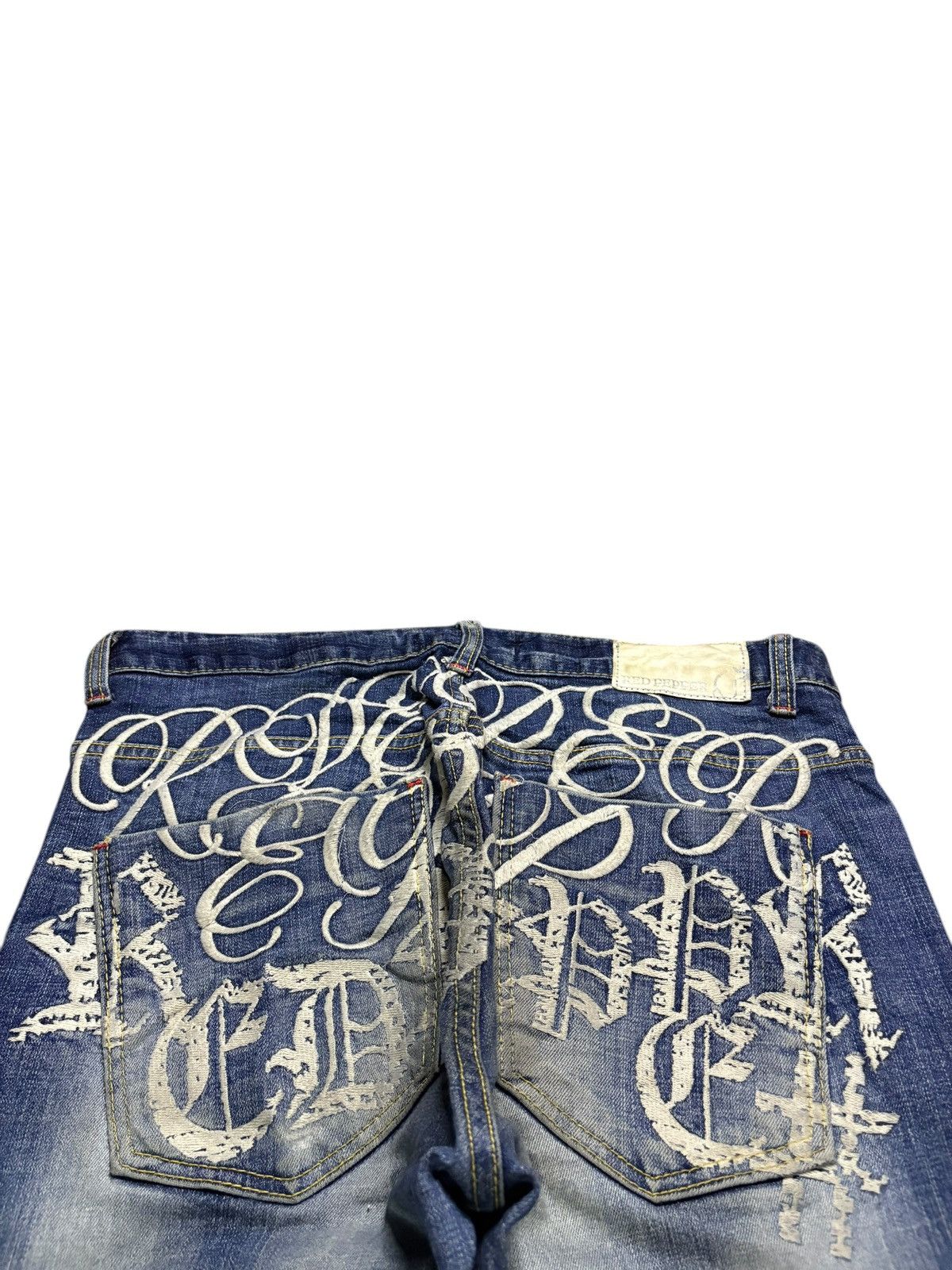 Ed Hardy Vintage Red Pepper Mud Wash Embroidery Jeans Size US 32 / EU 48 - 8 Thumbnail