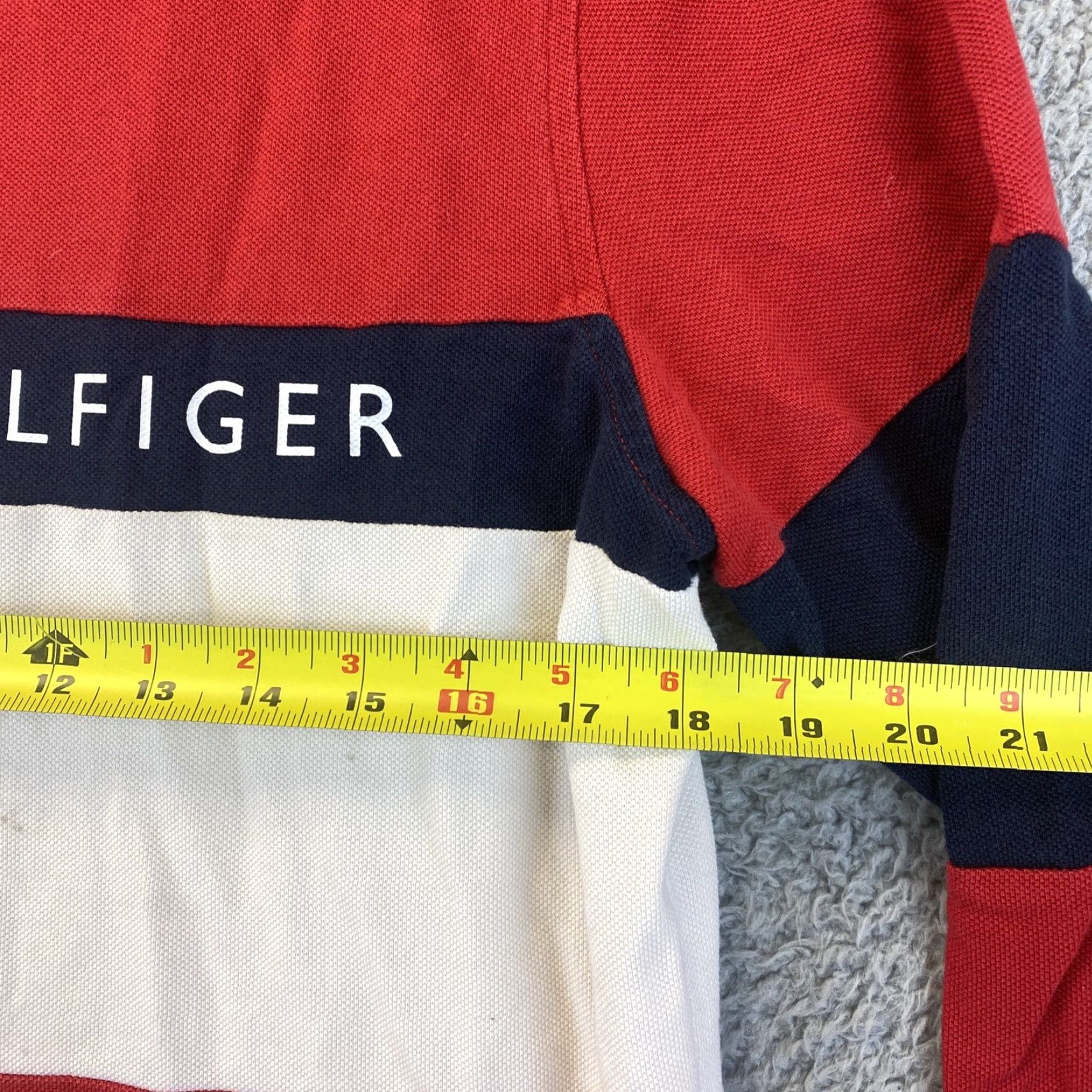 Tommy Hilfiger VINTAGE Tommy Hilfiger Polo Shirt Men L Long Sleeve Blue & White Striped Golf Tennis Cycling Size US L / EU 52-54 / 3 - 6 Thumbnail
