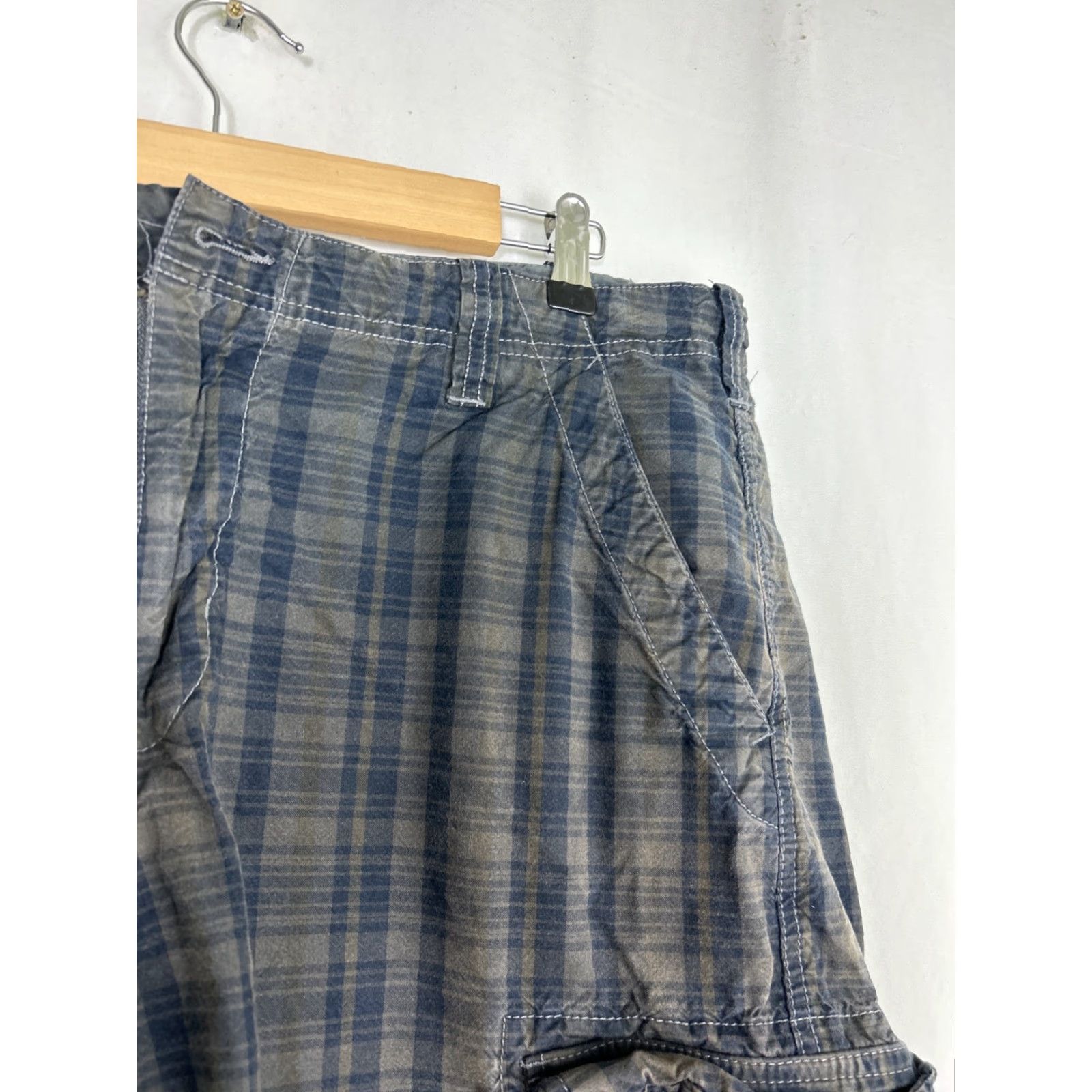 Vintage Played In Heaven Mens Shorts Cargo Plaid Cotton Blue Gray 36 Regular Sun Stain Size US 36 / EU 52 - 5 Thumbnail