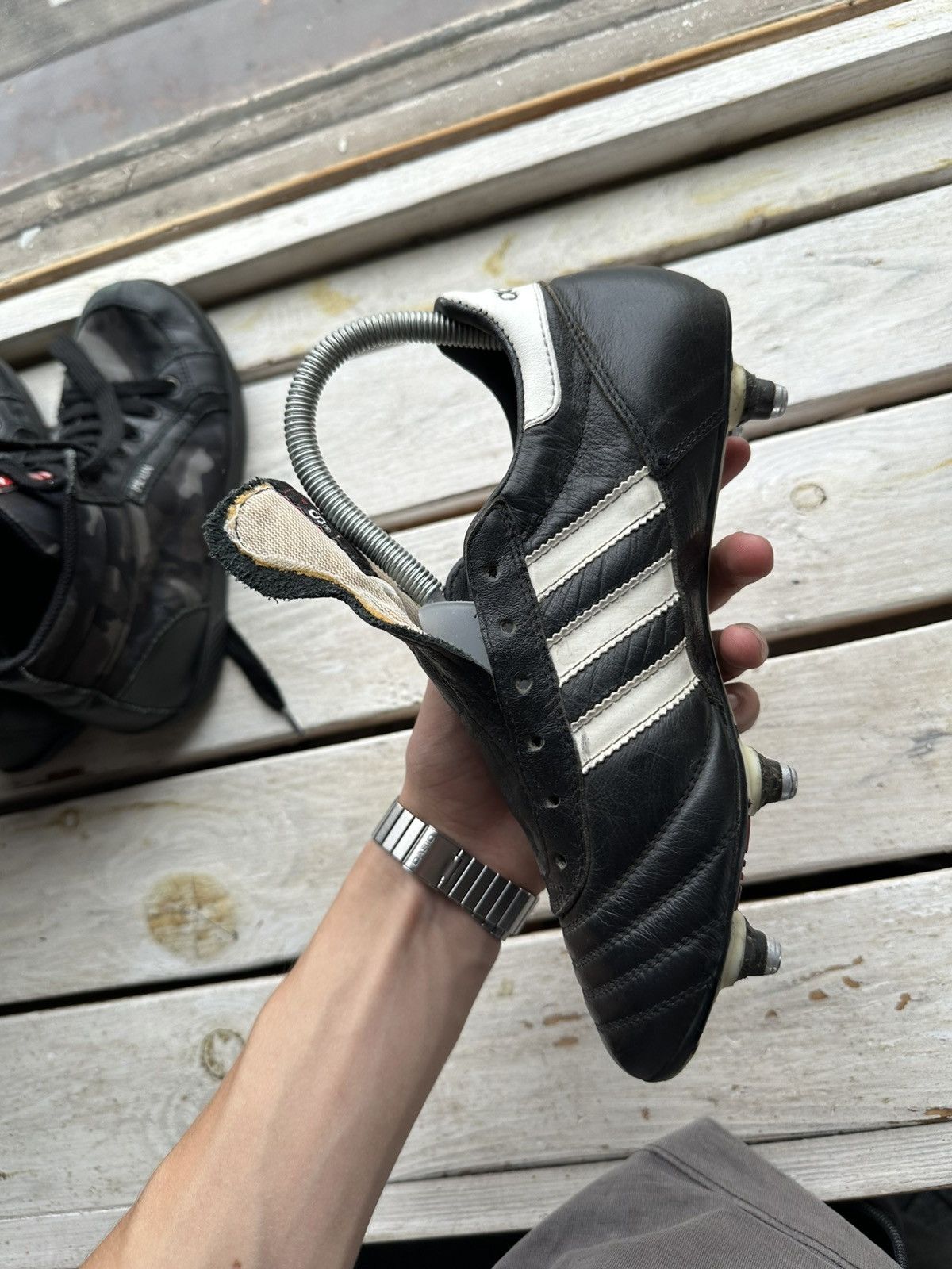 Adidas 🚨RARE ADIDAS 1996 WORLD CUP UNISEX BLACK LEATHER FOOTBAL Size US 5 / EU 37 - 4 Thumbnail