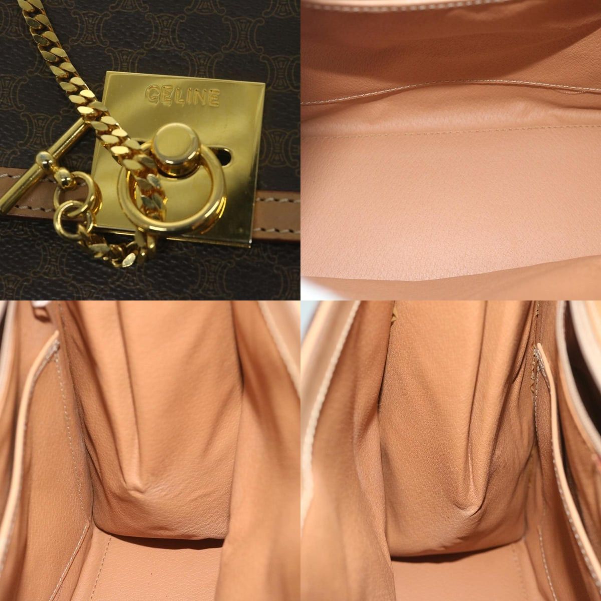 Celine CELINE Macadam Canvas Hand Bag Pvc Leather Brown Size ONE SIZE - 11 Thumbnail