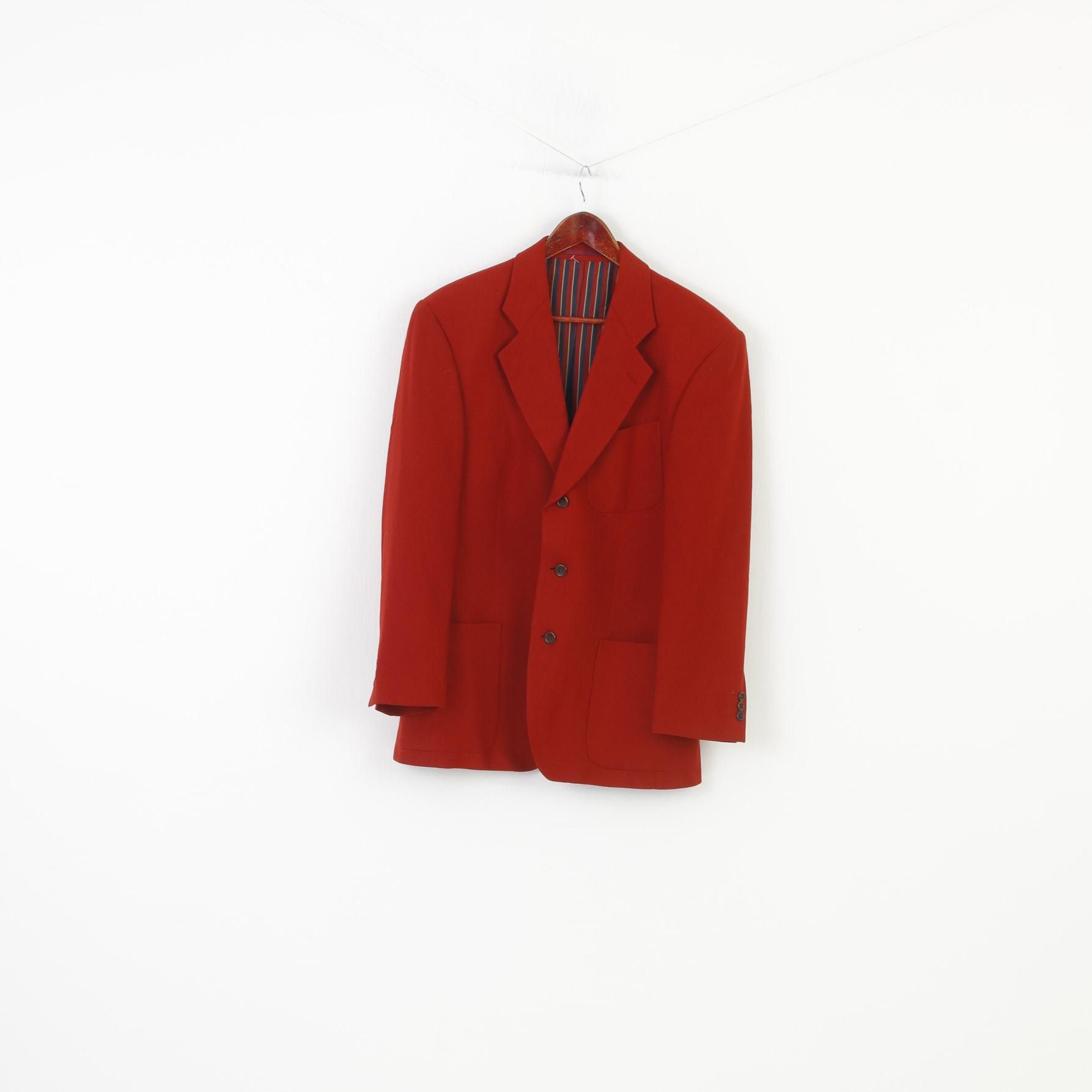 Strellson Strellson Men 48 Blazer Burgundy Wool Elegant Classic 0277 Size 38R - 2 Thumbnail