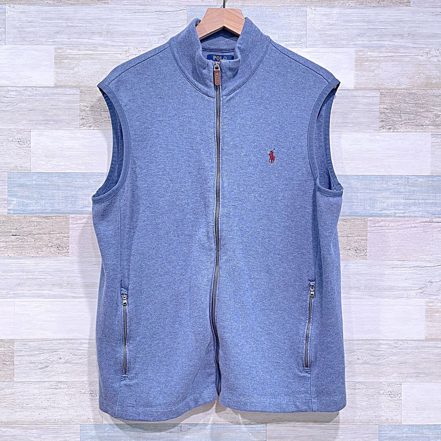 POLO Ralph Lauren Zip Sweater Vest Jacket Blue Mens Large