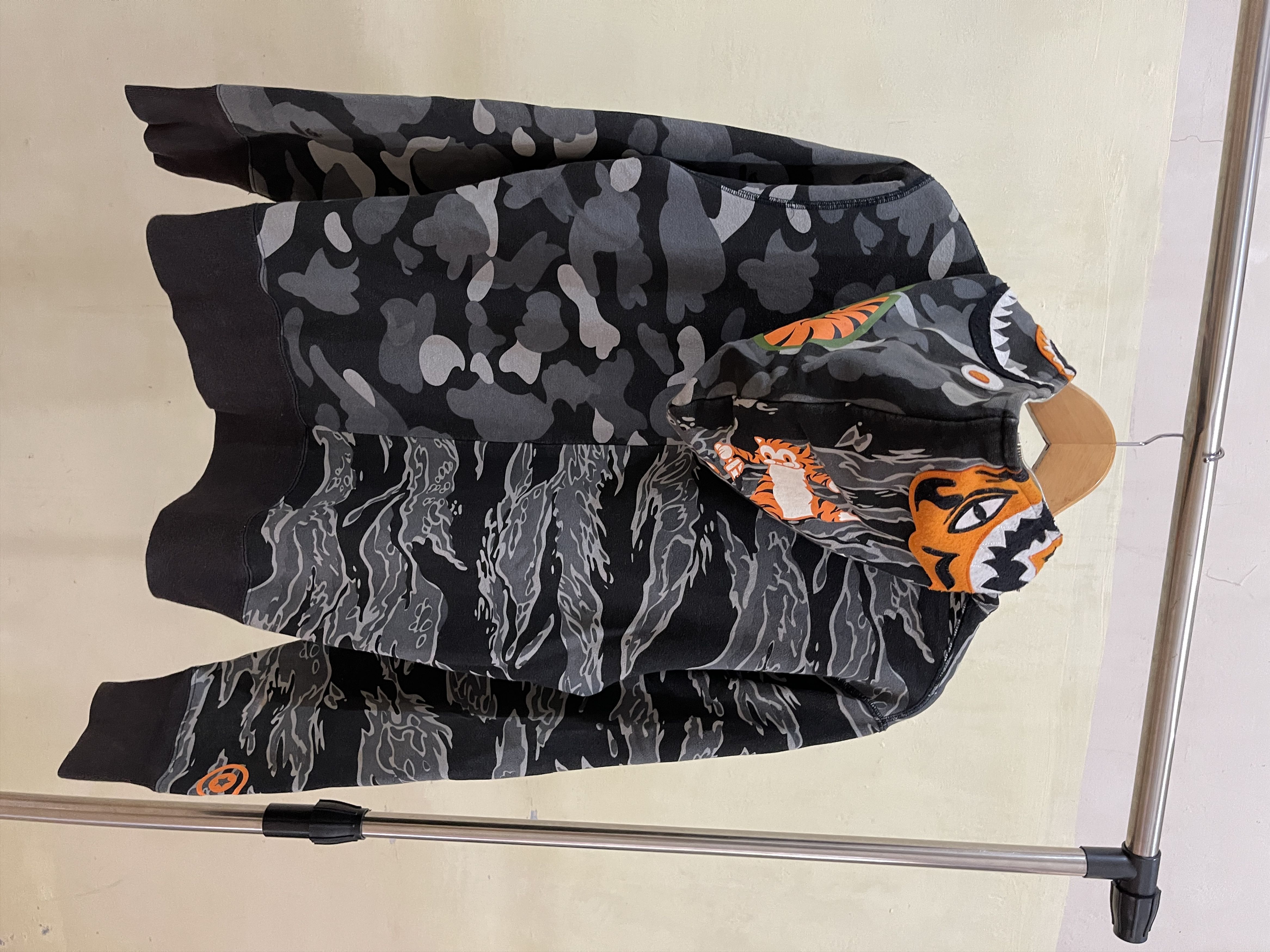 image of Bape X Undefeated Tiger Shark Hoodie in Black Camo, Men's (Size Small)