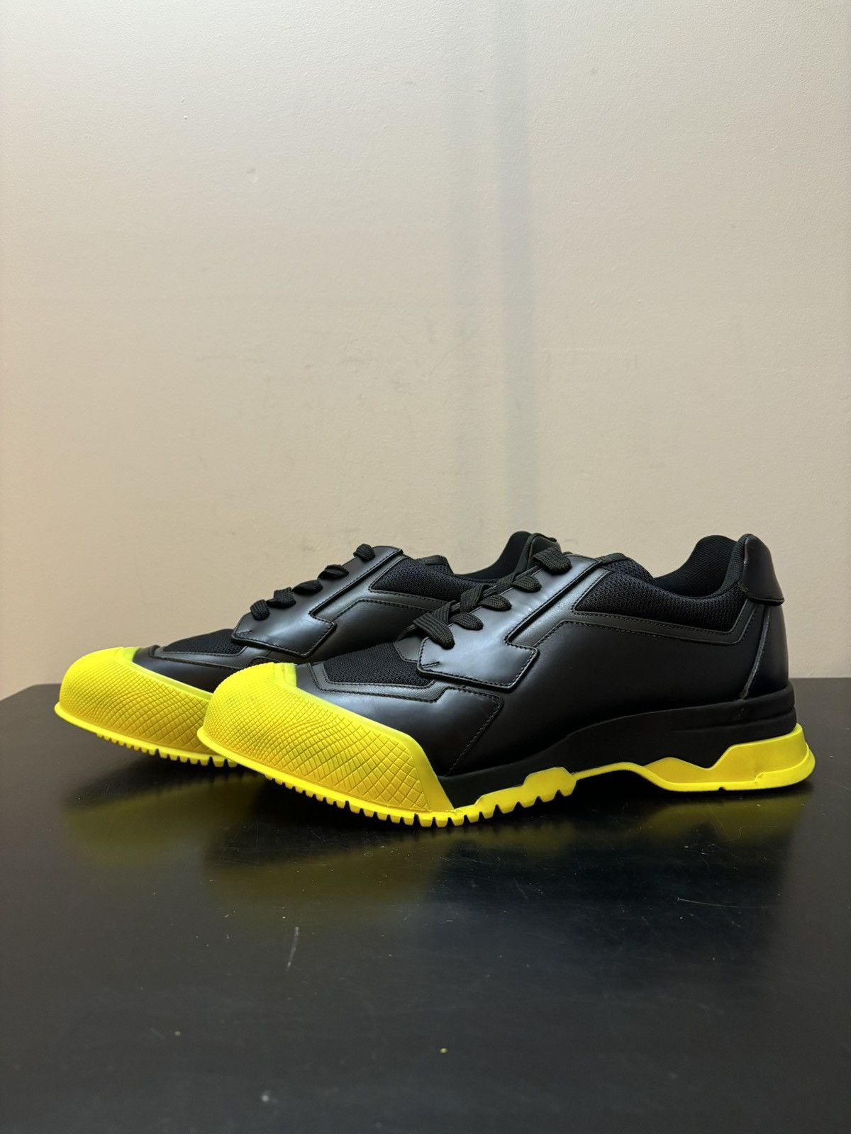 PRADA 2EG272 YELLOW BLACK FABRIC TRAINERS KNIT LOGO LACE UP SNEAKERS 9 US 10 Prada 2EG272 YELLOW BLACK FABRIC TRAINERS KNIT LOGO SNEAKERS  main image 3