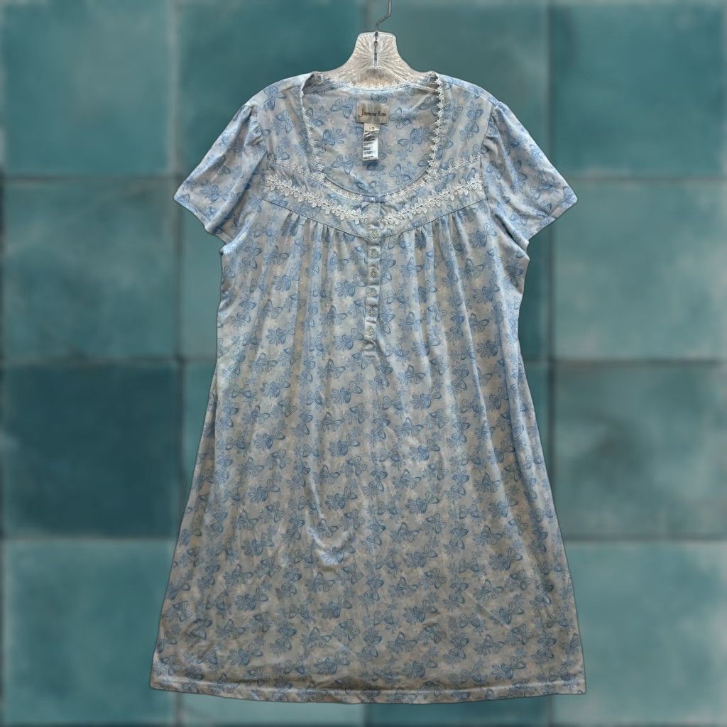 Vintage Y2K Vintage Nightgown Sleep Dress Large Blue Grandma Cottagecore Prairie Nightie Ladies Womens Nightgown Nightdress Jasmine Rose L Blue Size L / US 10 / IT 46 - 1 Thumbnail
