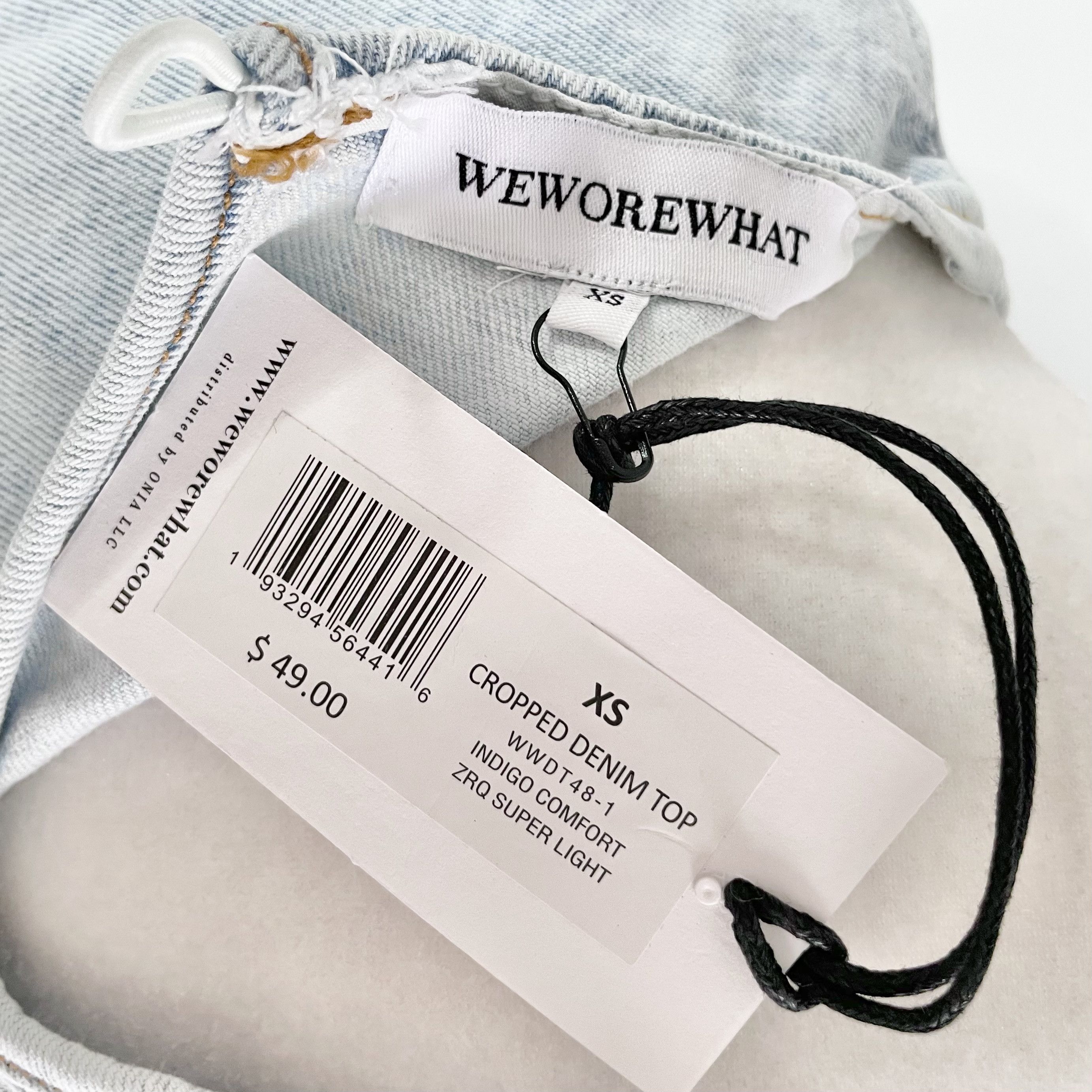 WeWoreWhat WeWoreWhat Set Denim Cut Out Waist Mini Skirt & Crop Top XS Size 26" / US 2 / IT 38 - 9 Thumbnail