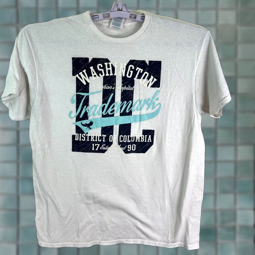 Delta VINTAGE Washington DC Destination T-Shirt Mens Regular White Delta Pro Weight Graphic Print 90s City USA Shade White House Capitol National Mall Size US L / EU 52-54 / 3 - 1 Thumbnail