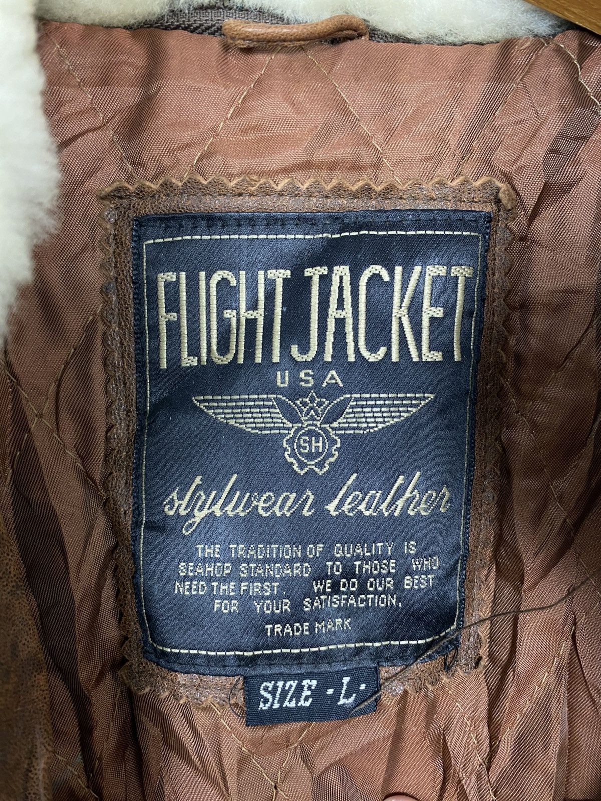 Vintage Rare‼️ Vintage Stylish Leather Flight Jacket Sherpa Collar Size US L / EU 52-54 / 3 - 8 Thumbnail