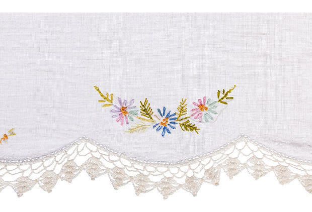 Designer 1920s Embroidered Linen Table Runner Size ONE SIZE - 3 Thumbnail