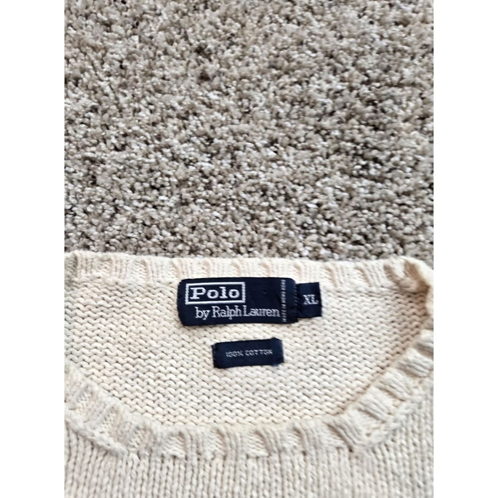 Polo Ralph Lauren VINTAGE Polo Ralph Lauren Sweater Mens XL Beige Crewneck Pullover Cotton 90s Size US XL / EU 56 / 4 - 5 Thumbnail