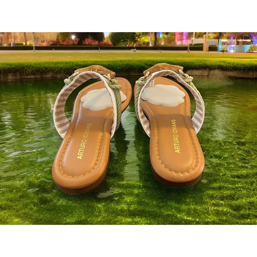 Unknown London Arturo Chiang Sandals Sz 6.5 Ivory White Rope Leather Thong Size US 6.5 / IT 36.5 - 5 Thumbnail