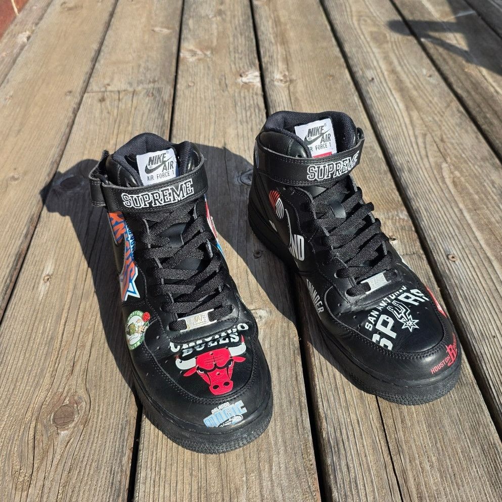 NBA × Nike × Supreme Nike Air Force 1 Mid "Supreme NBA Black" Size US 9.5 / EU 42-43 - 4 Thumbnail