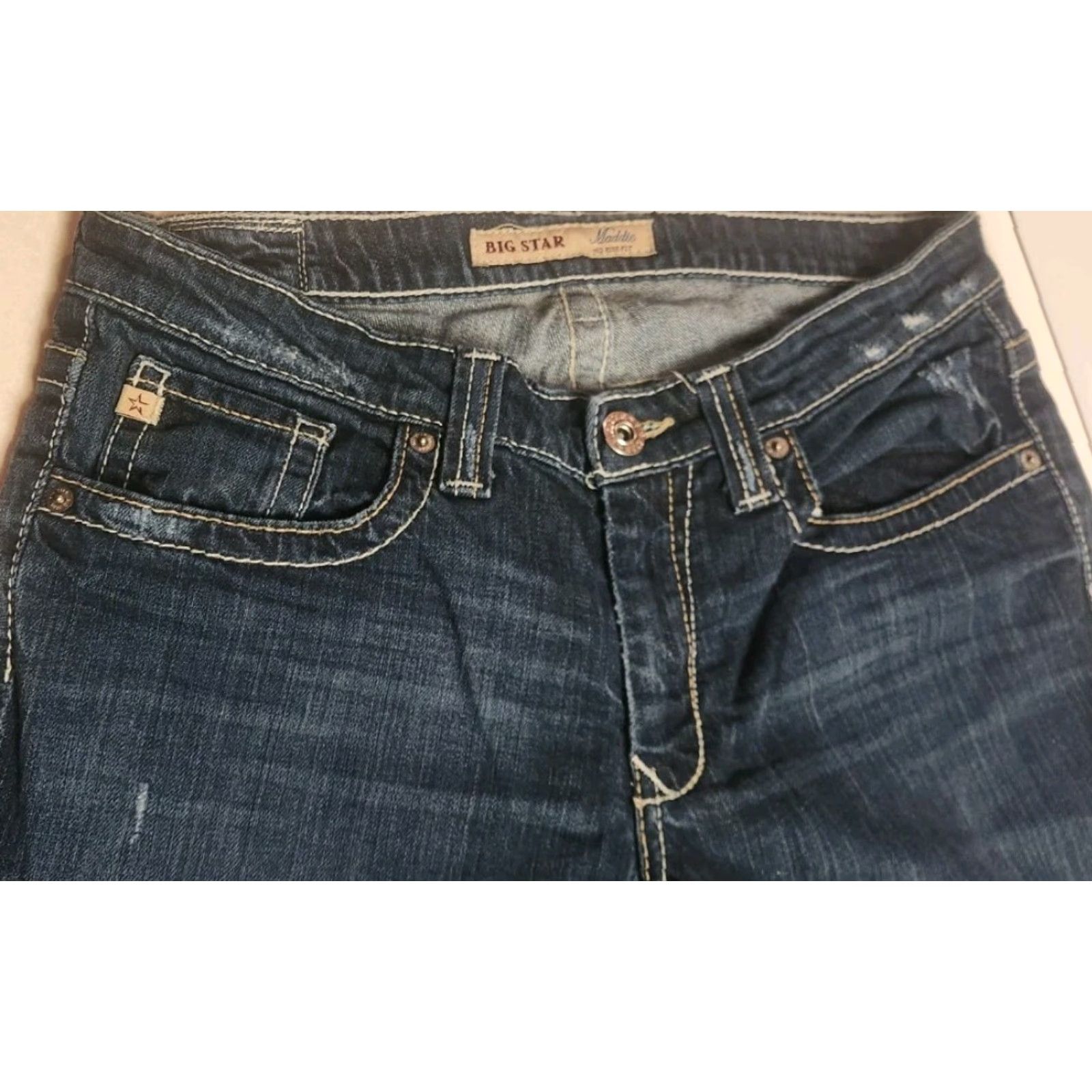 Denime BIG STAR Maddie Boot Cut Jeans Women's 29x32 Denim Blue Mid Rise Jeans Jeans Women Butt Bootcut Logo 90s Festival Hippie Grunge Cowboys Mens Girls Size 29" - 7 Thumbnail