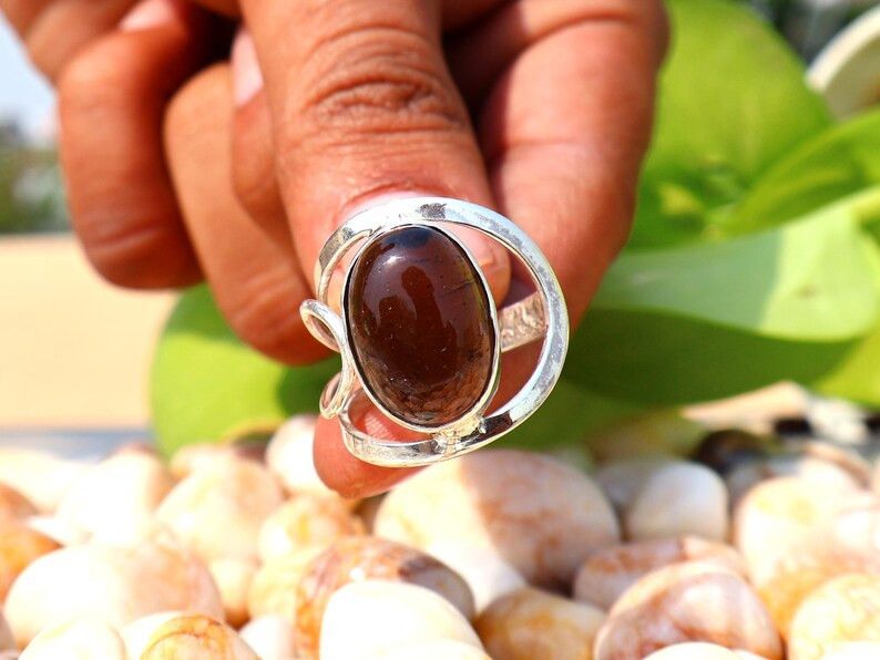 Handmade Smoky Quartz Ring, Handmade 925 Silver Ring, Brown Gemstone Size ONE SIZE - 3 Thumbnail