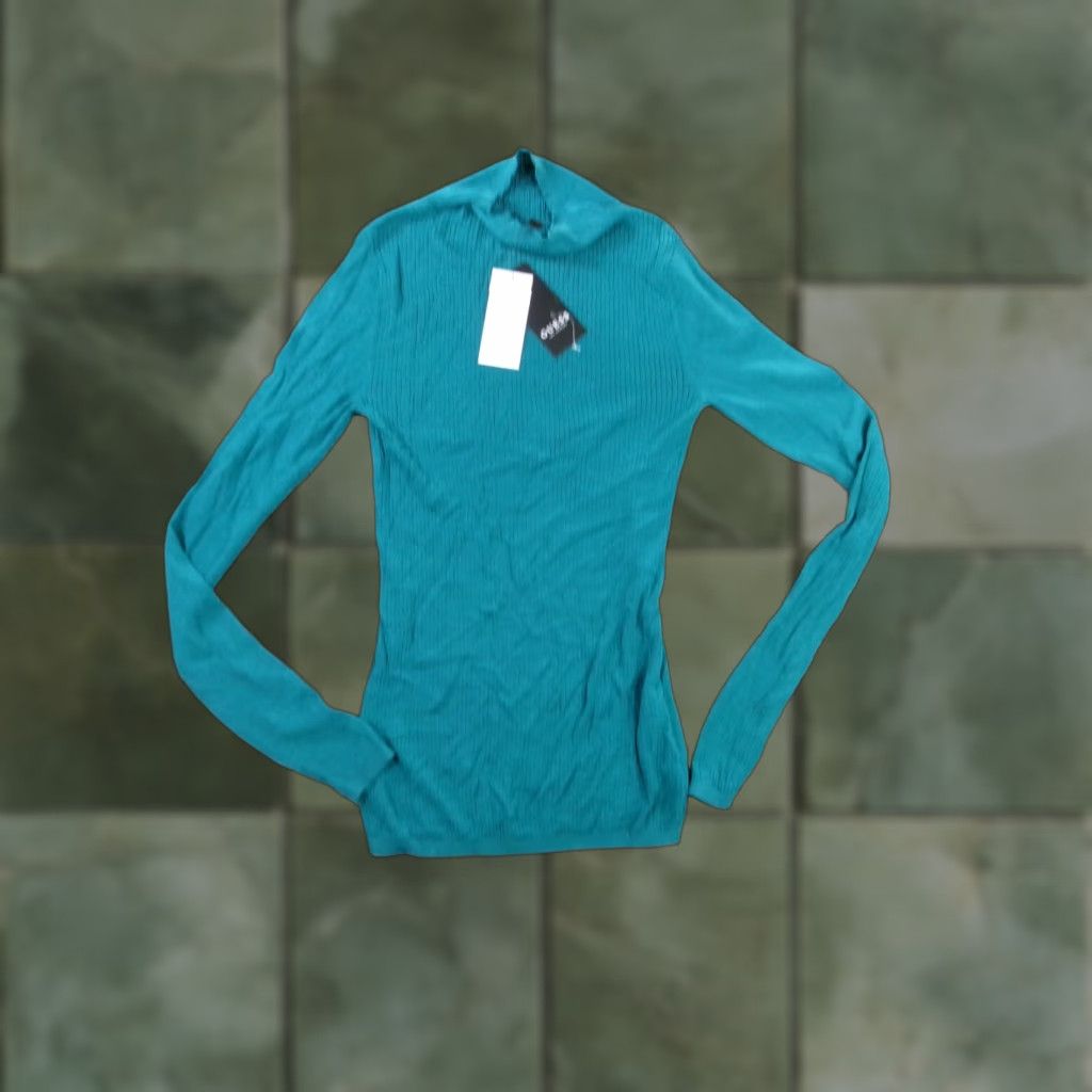 Guess GUESS Sweater Womens XS Deep Green Sheer Mock Neck Long Sleeve Preppy Classic Pullover Size XS / US 0-2 / IT 36-38 - 1 Thumbnail