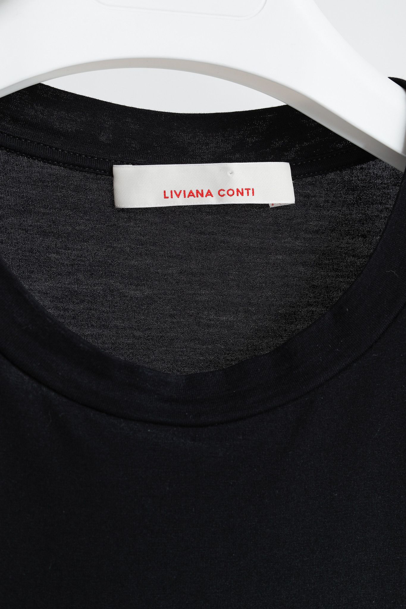 Other Liviana Conti Black & Beige Cotton T-Shirt Midi Dress Size L / US 10 / IT 46 - 4 Thumbnail