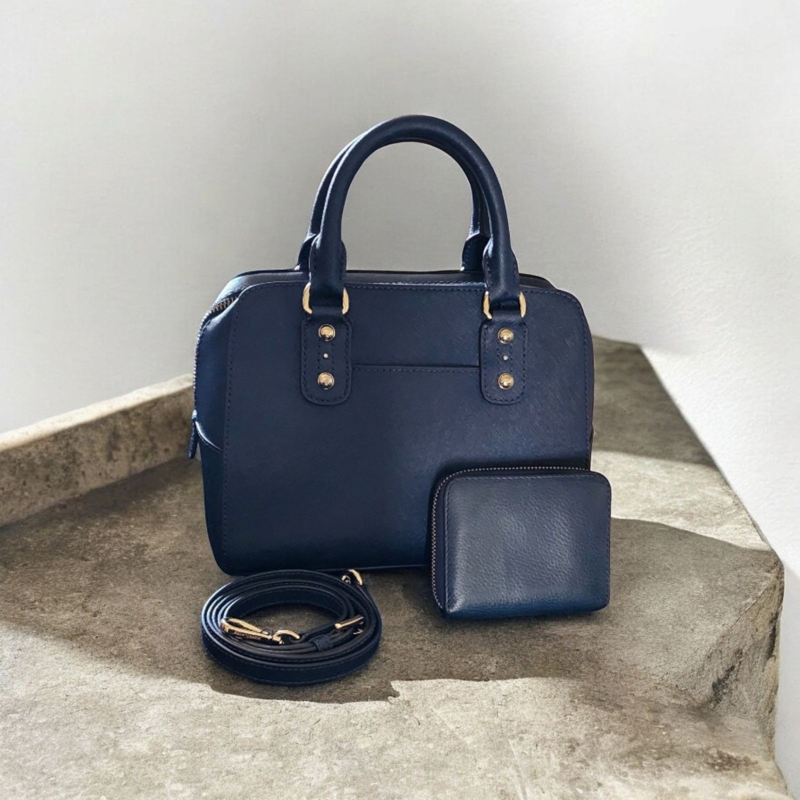 Michael Kors Michael Kors Satter Calf Navy Leather Small Satchel & wallet Size ONE SIZE - 2 Thumbnail