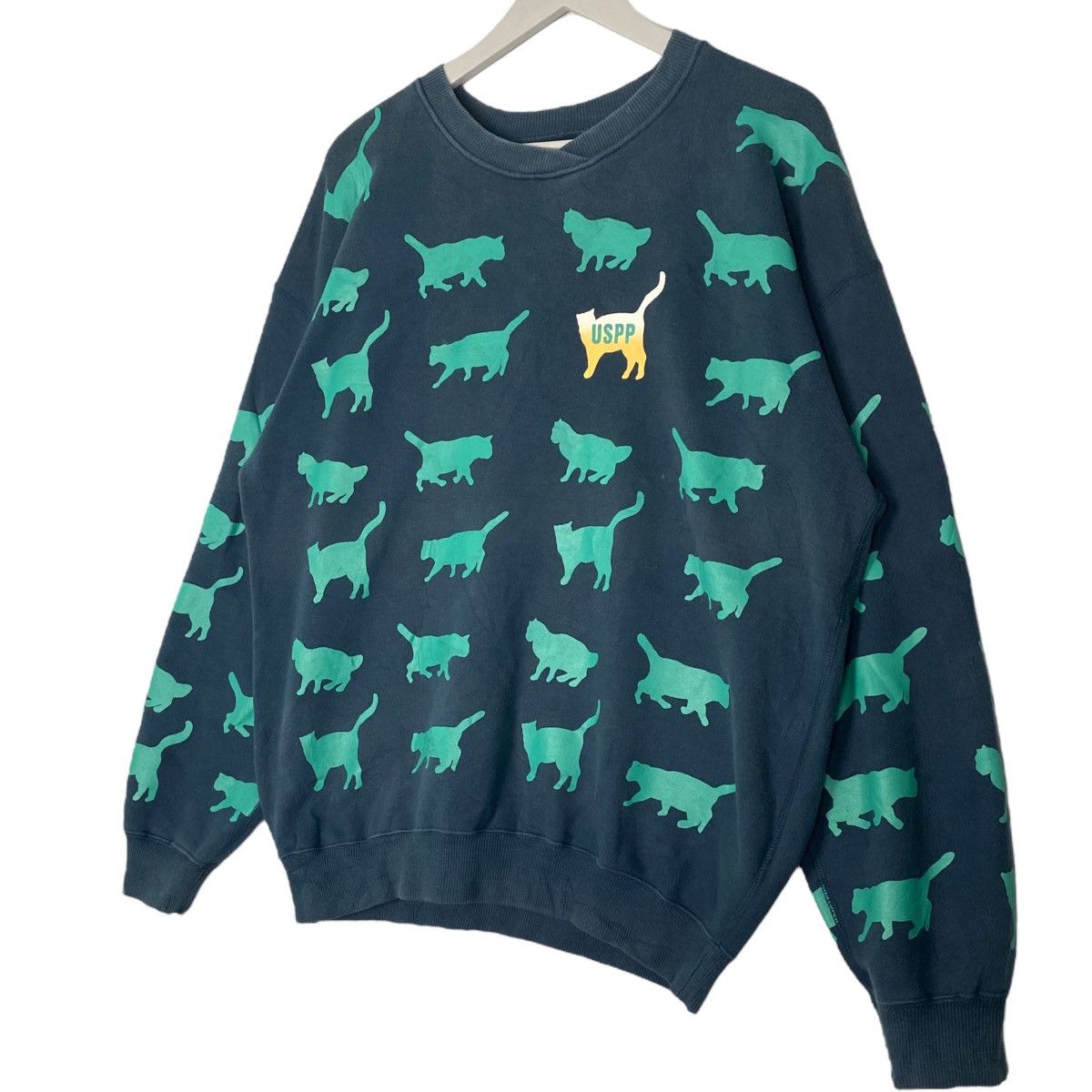 Vintage Vintage Ussp Cat Crewneck Sweatshirt Green Pullover Size M Size US M / EU 48-50 / 2 - 2 Thumbnail