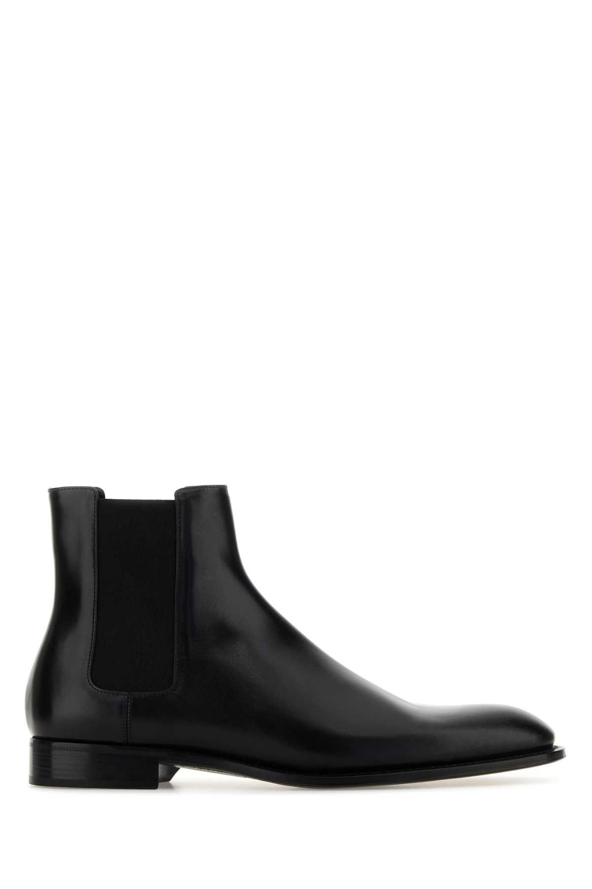 Black Leather Chelsea Ankle Boots