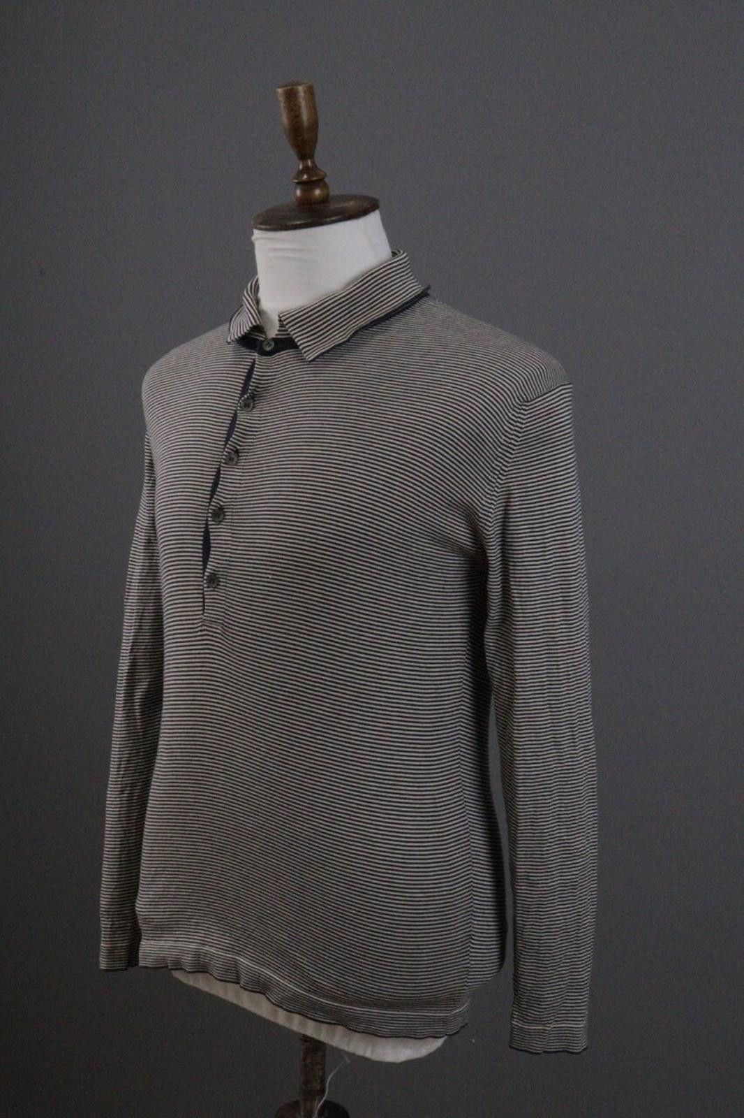 John Smedley John Smedley Gray Striped Knit Polo Shirt Size 41 Size US M / EU 48-50 / 2 - 7 Thumbnail