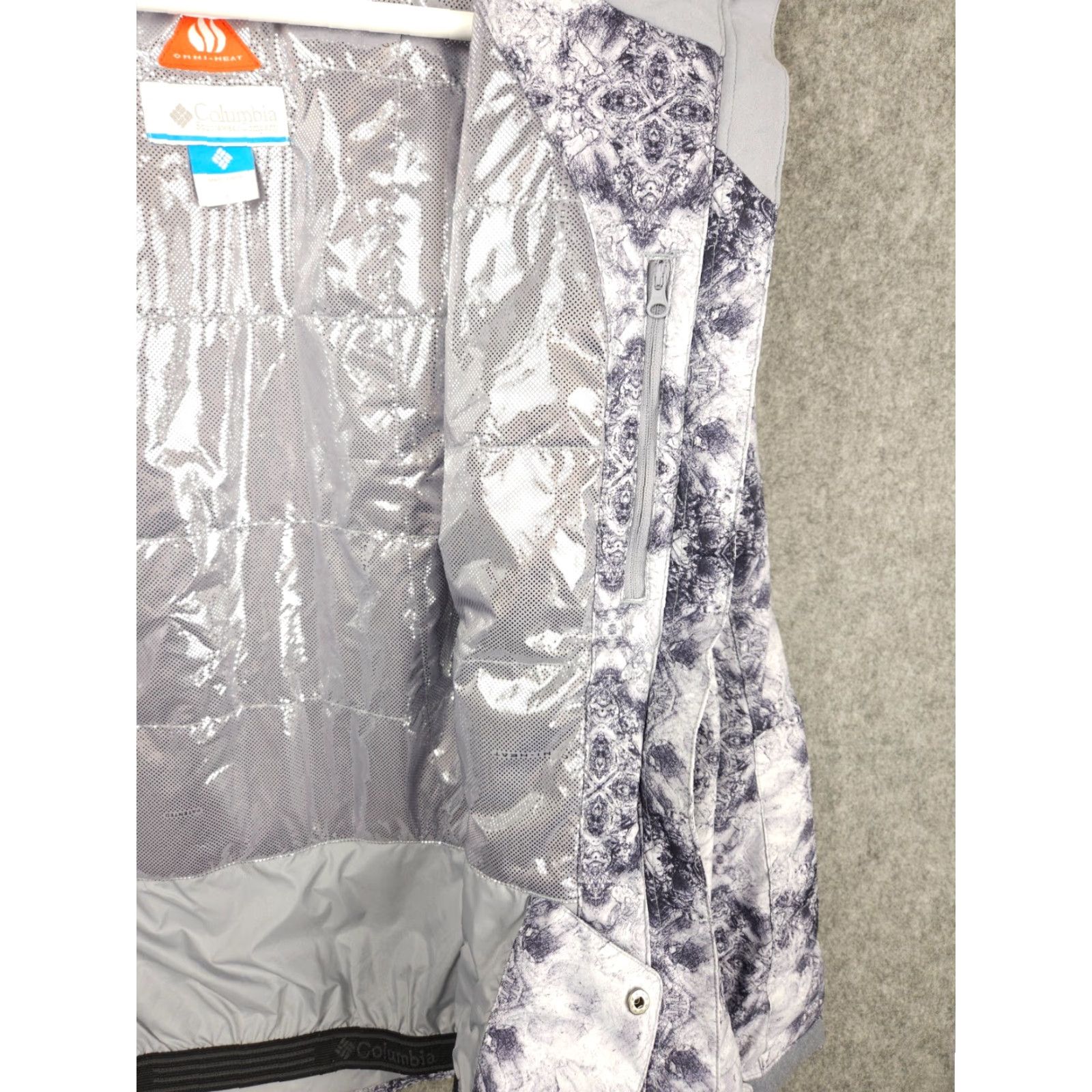Vintage Columbia Snow Gem Jacket Women's Large Gray Abstract AOP Omni Heat Puffer Size L / US 10 / IT 46 - 6 Thumbnail