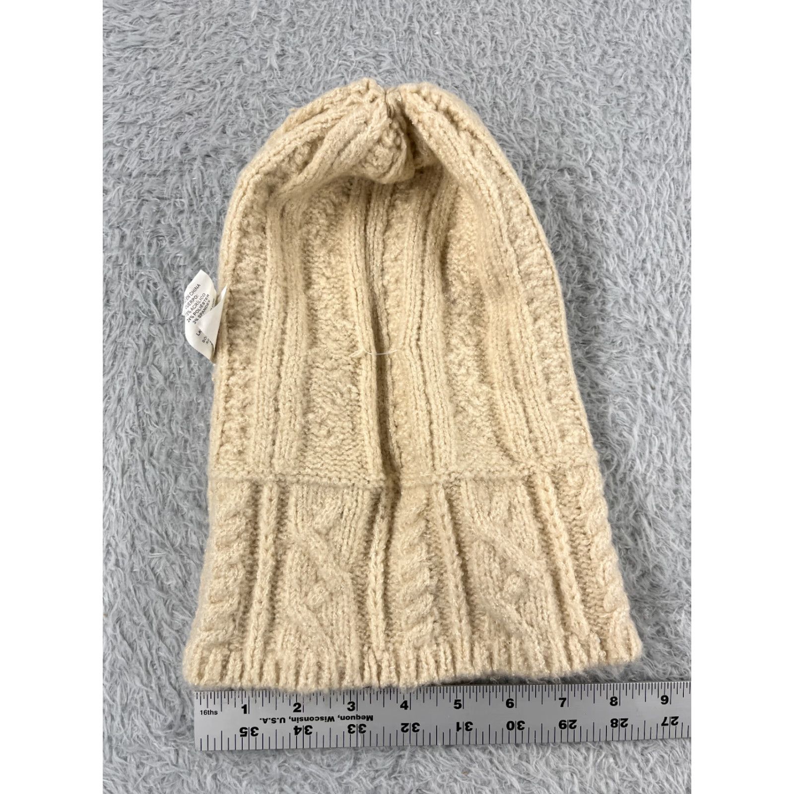 Vintage Target Beanie Womens One Size Ivory Cable Knit Acrylic Polyester Blend Ski Hat Size ONE SIZE - 4 Thumbnail