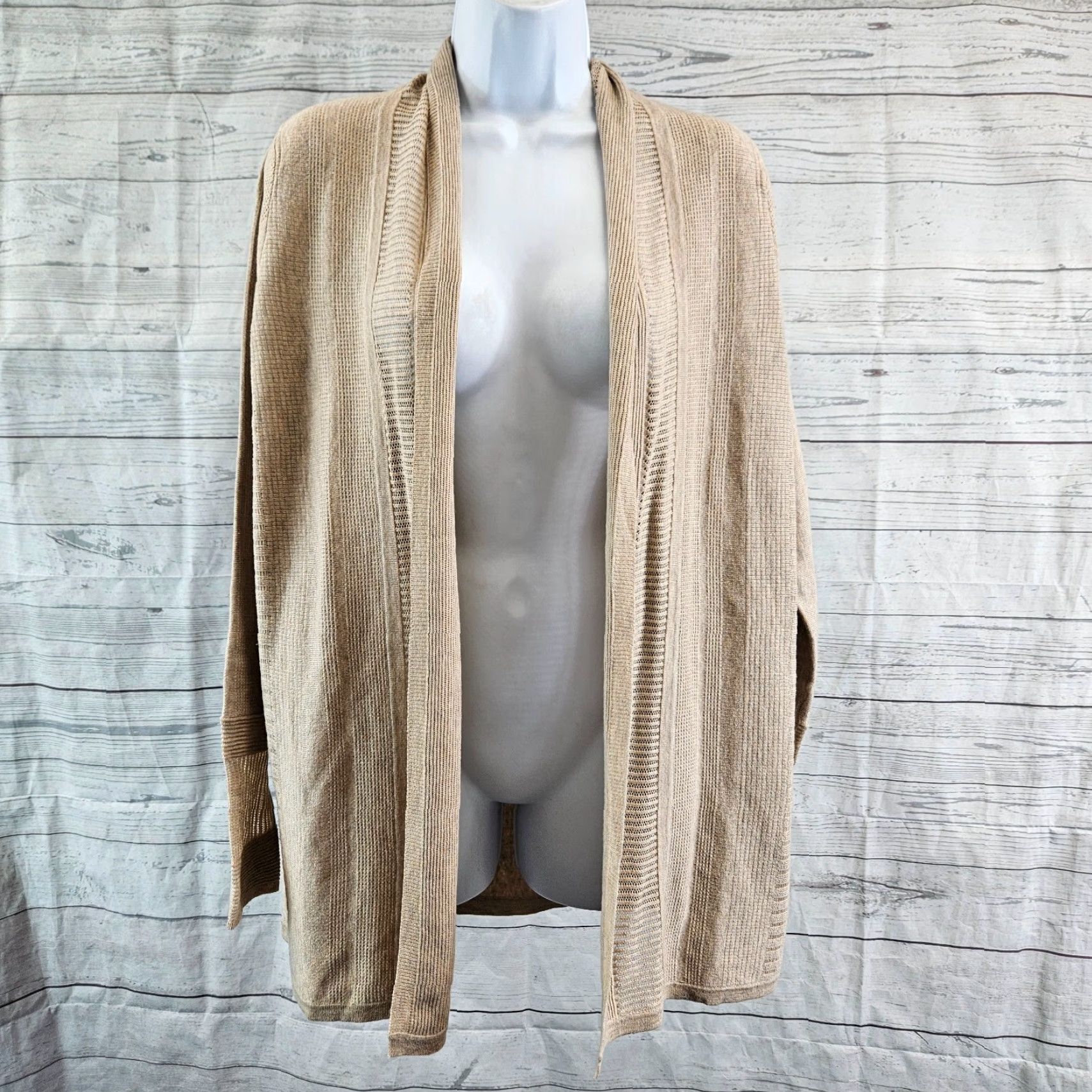 Vintage Foxcroft Cardigan Womens Size S Tan Open Front Long Sleeve Cotton Blend Shirt Womens, Open Front Cardigan, Foxcroft, Size S, Tan Brown Size S / US 4 / IT 40 - 2 Thumbnail