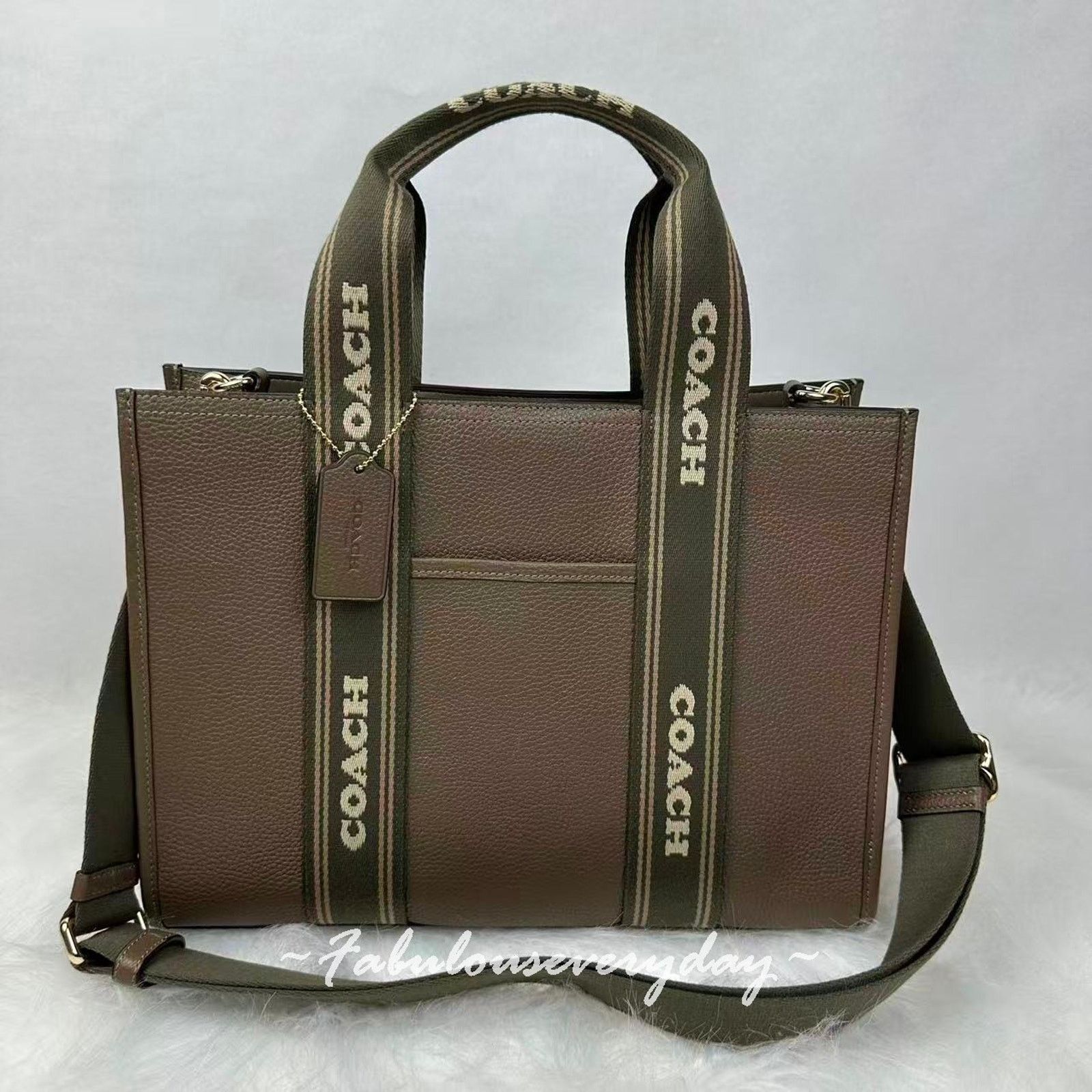 Coach Smith Tote Bag Crossbody In Leather/Gold/Dark Stone