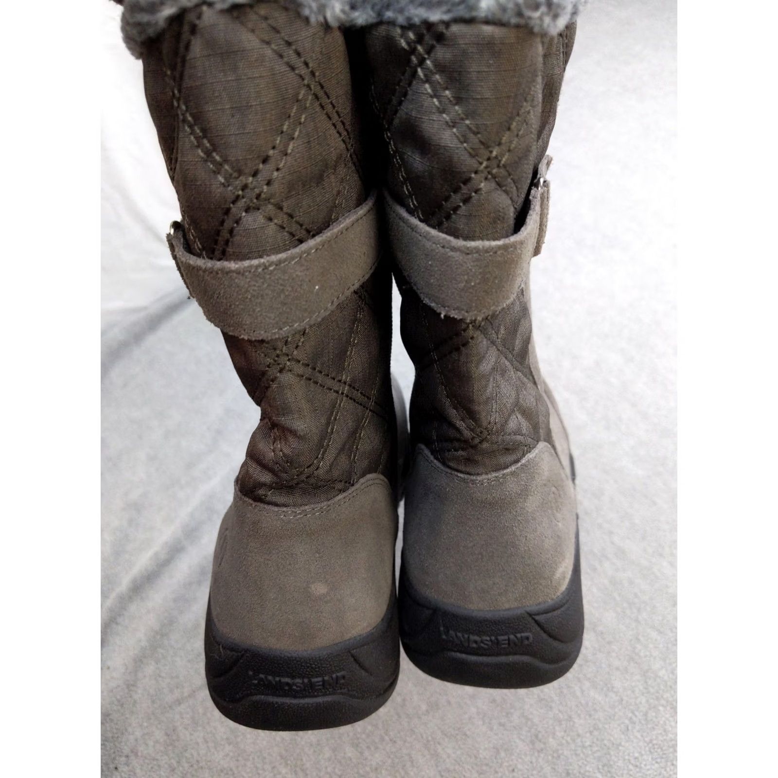 Lands' End Lands' End Snow Boots Womens 8 Gray Suede Mid Calf Faux Fur Zip Winter Boots Womens US 8D Size US 8 / IT 38 - 6 Thumbnail