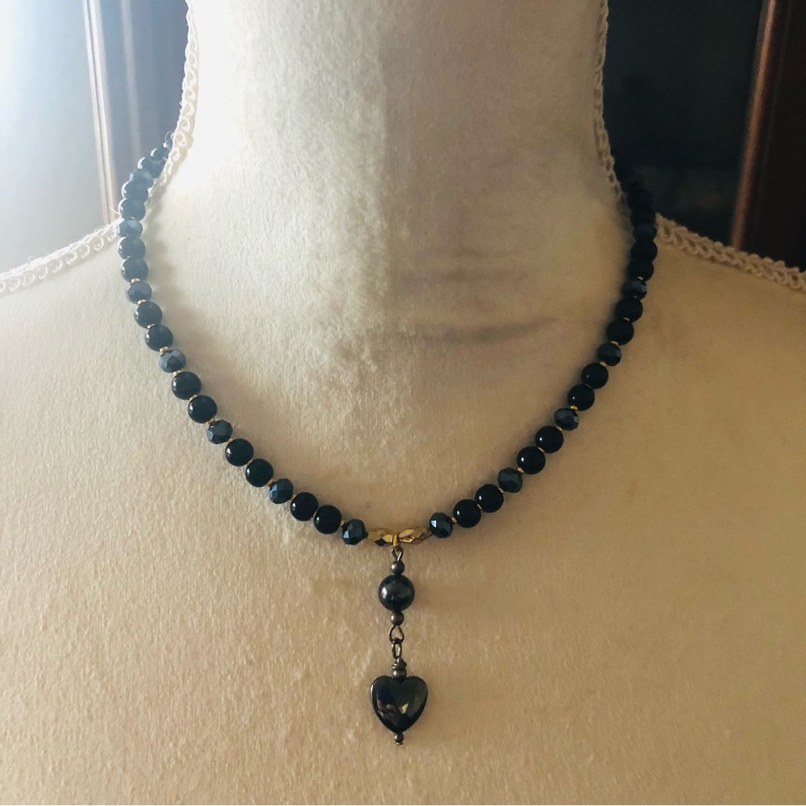 Handmade Handcrafted repurpose heart hematite Pearl necklace Size ONE SIZE - 2 Thumbnail