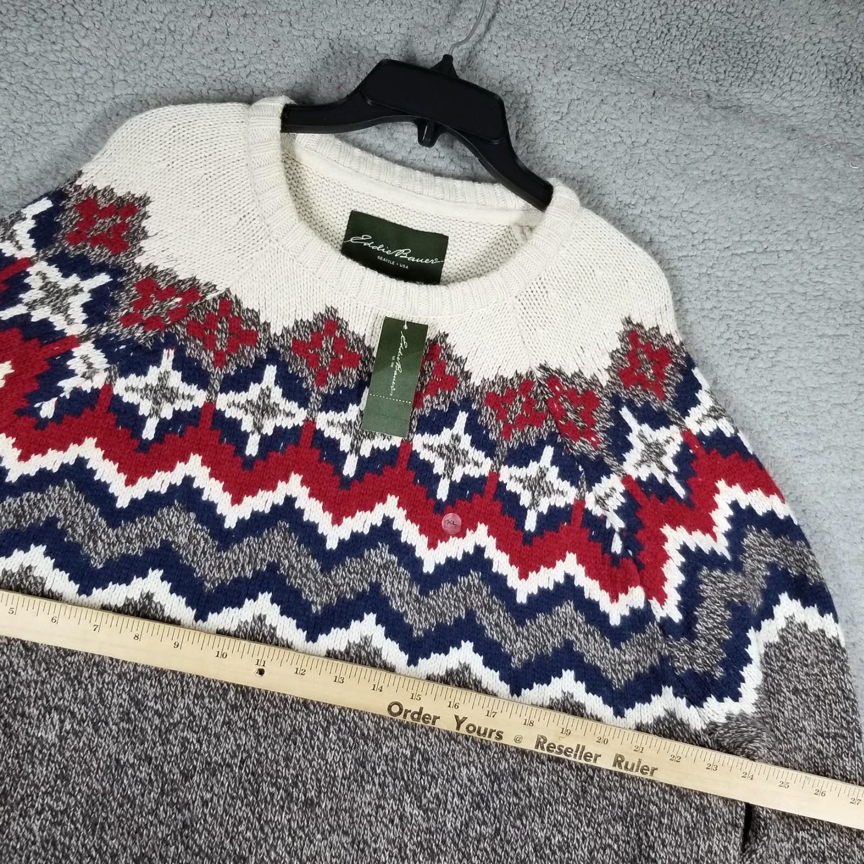 Eddie Bauer Eddie Bauer Fair Isle Sweater Mens XL Gray Knit Raglan Crewneck Wool Blend Size US XL / EU 56 / 4 - 7 Thumbnail