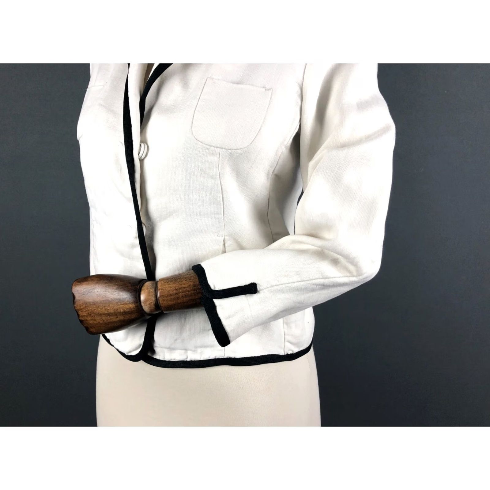 Max Mara S Max Mara Blazer Jacket White Linen Snap Up Size 8 Womens - Casual Single-Breasted 3 Snap Closure Size M / US 6-8 / IT 42-44 - 7 Thumbnail
