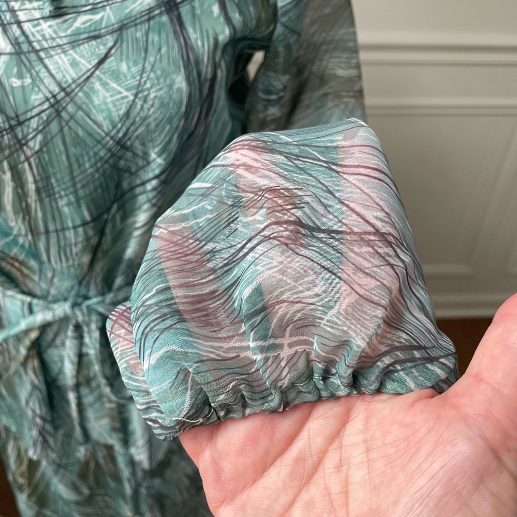 Vintage Vintage 70s 2pc Blouse Skirt Green Brown Retro Crosshatch Pa Size S / US 4 / IT 40 - 4 Thumbnail