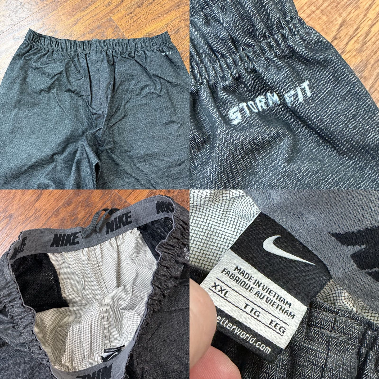 Nike Nike Storm-FIT Pants Mens 2XL Gray Waterproof Lined Zip Ankle Nylon Rain Pants Size US 39 - 9 Thumbnail