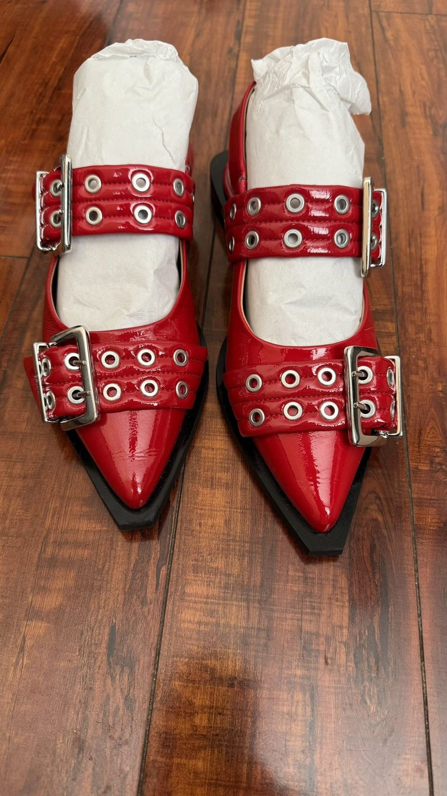 Ganni Ganni Ballerina Flats - Racing Red Size US 10 / IT 40 - 2 Thumbnail