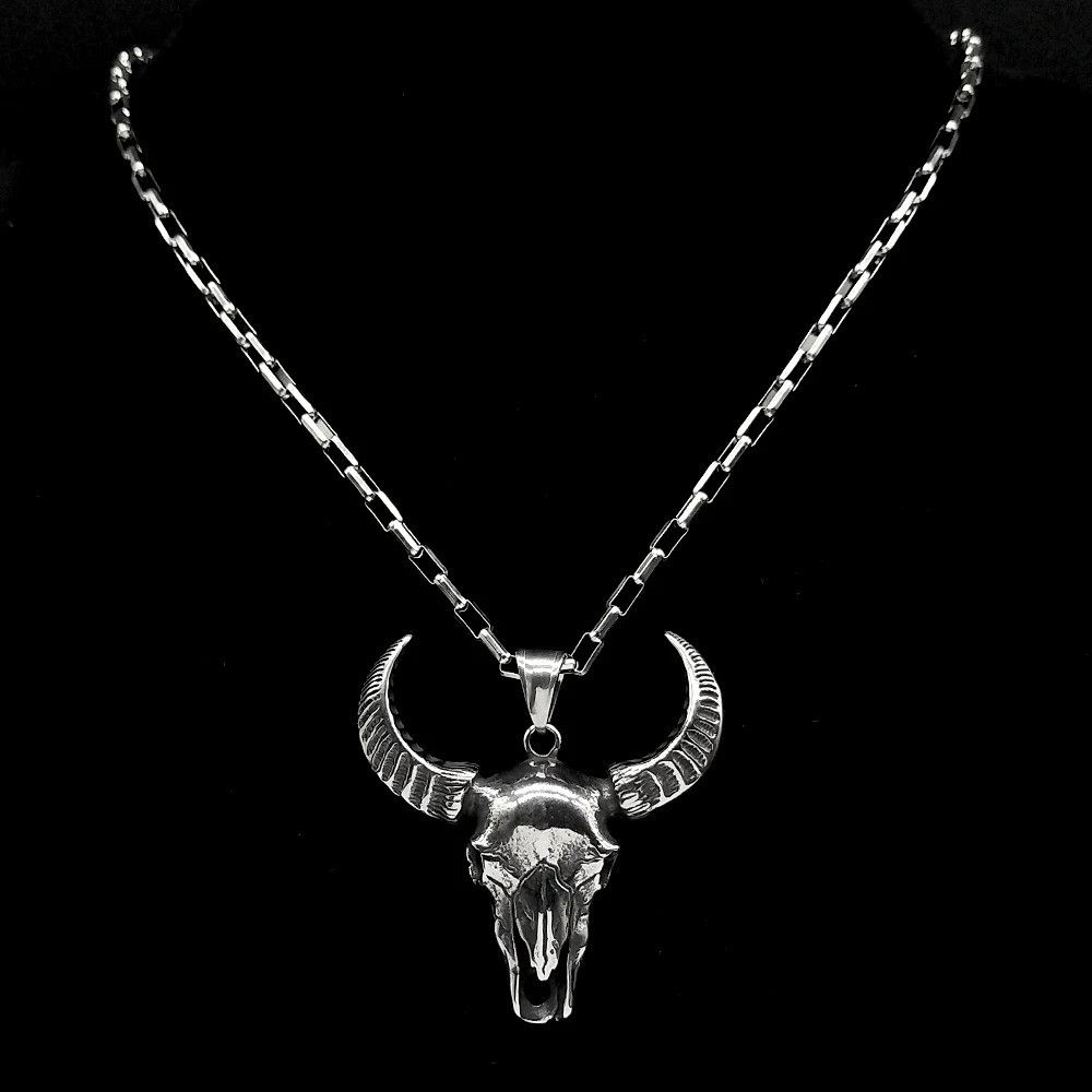 Jewelry Vintage Viking Skull Ghost Bull Head Pendant Necklace Size ONE SIZE - 4 Thumbnail