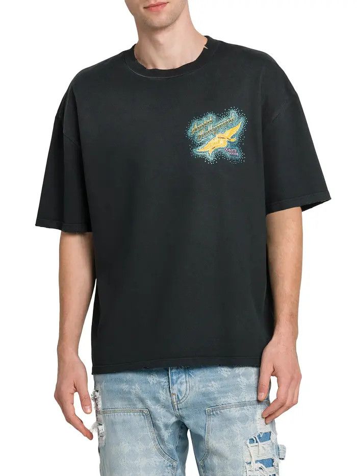 Amiri os11x0226 Crystal Wings Embellished Crewneck T-Shirt Black Size US XXL / EU 58 / 5 - 3 Thumbnail