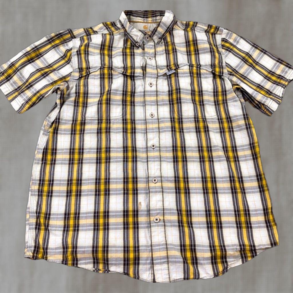 Carhartt Carhartt Shirt Men Large Gray Plaid Button-Up Relax Fit Workwear Pockets Size US L / EU 52-54 / 3 - 1 Thumbnail