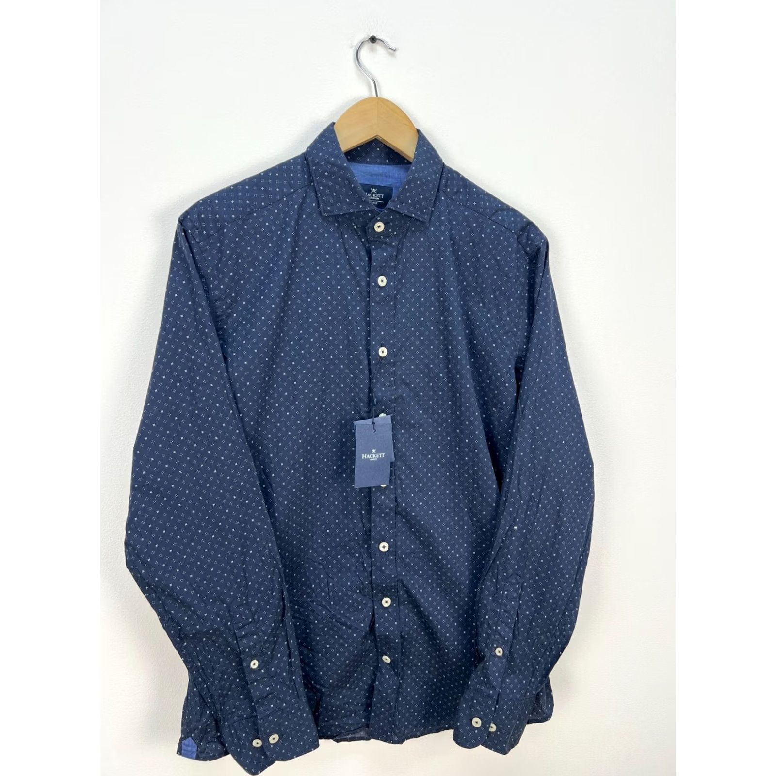 Hackett Hackett London Long Sleeve Shirt Mens Size M Blue Dots And Crosses Print Button-Up Collar Size US M / EU 48-50 / 2 - 2 Thumbnail