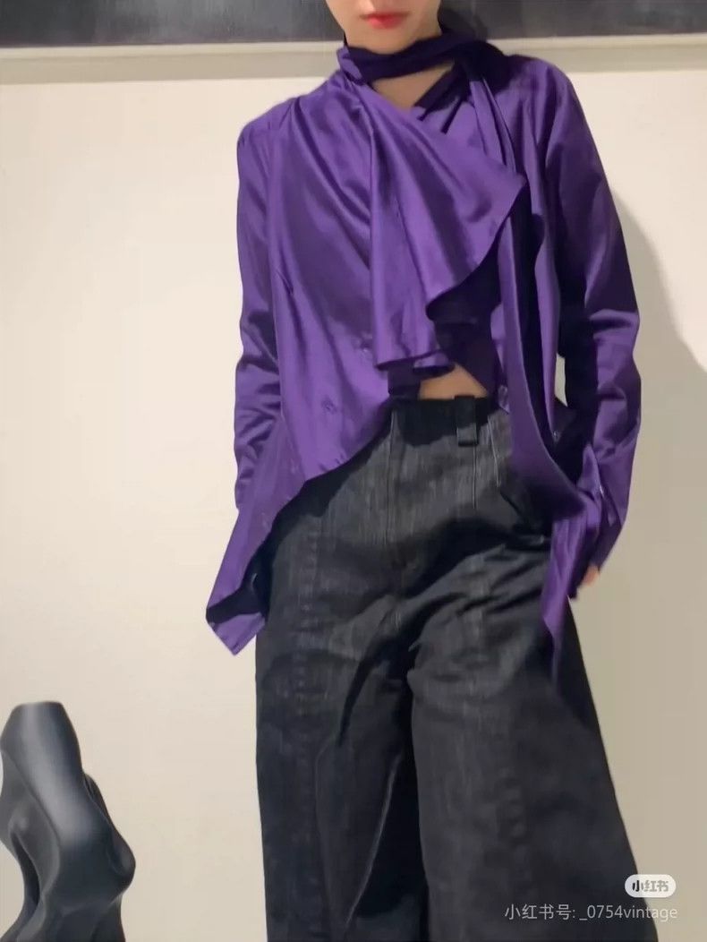 Vivienne Westwood Vivienne Westwood Purple ribbon ruffled collar waist top s Size S / US 4 / IT 40 - 9 Thumbnail