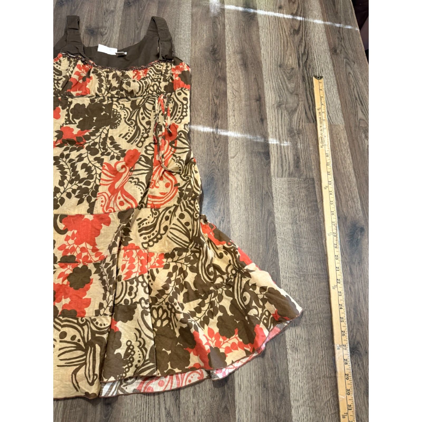 DKNY DKNY Jeans Dress Tank Dress Floral Red Brown 10 Petite Womens Casual Party Knee Length Womens Size 32" / US 10 / IT 46 - 4 Thumbnail