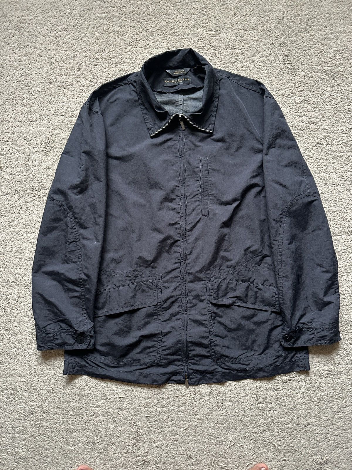 Donna Karan 1990s Donna Karan Oversized Resin Coating Nylon Jacket Size US XL / EU 56 / 4 - 1 Thumbnail