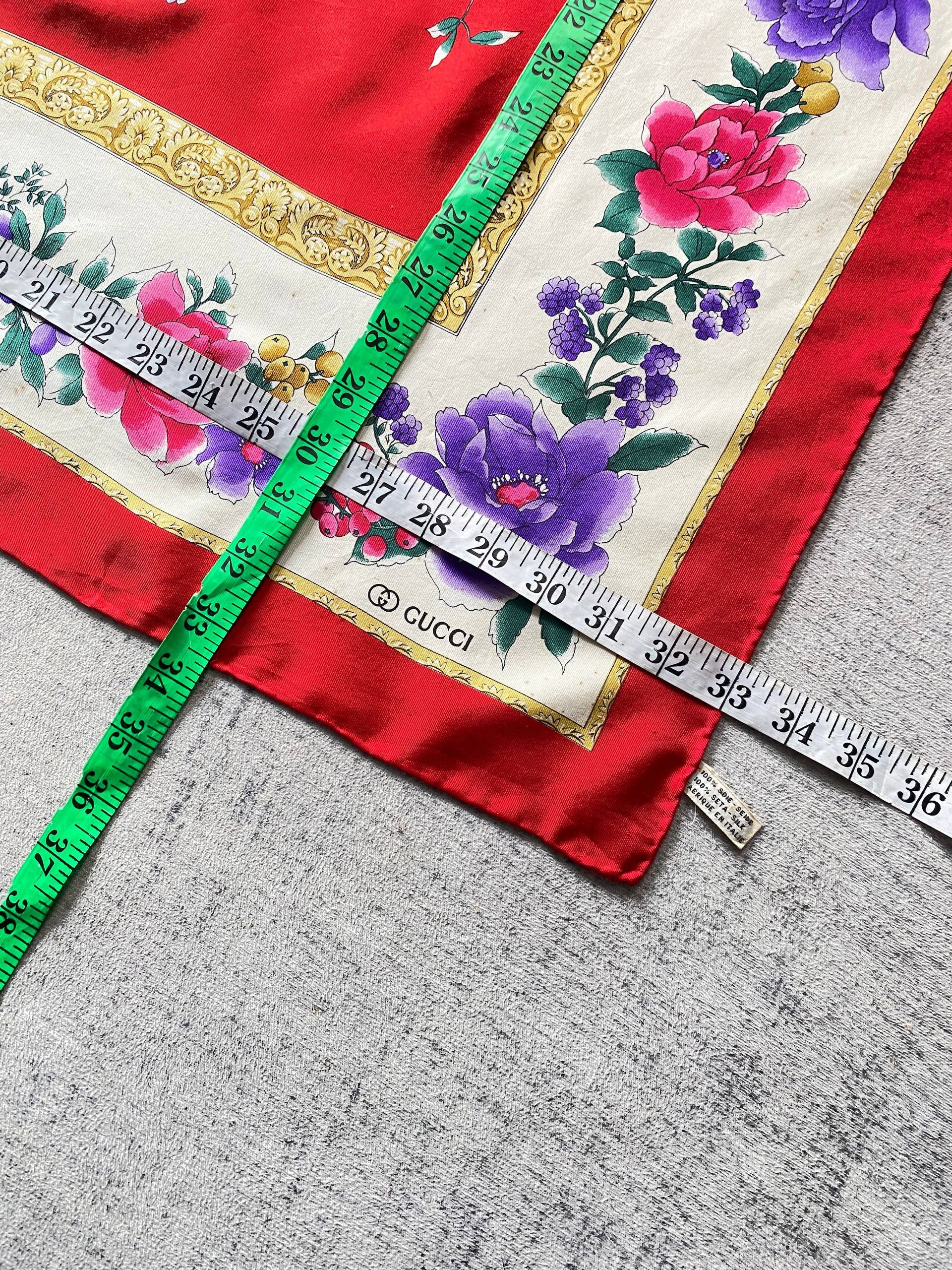 Gucci Vintage Gucci Floral Silk Scarf Size ONE SIZE - 16 Thumbnail