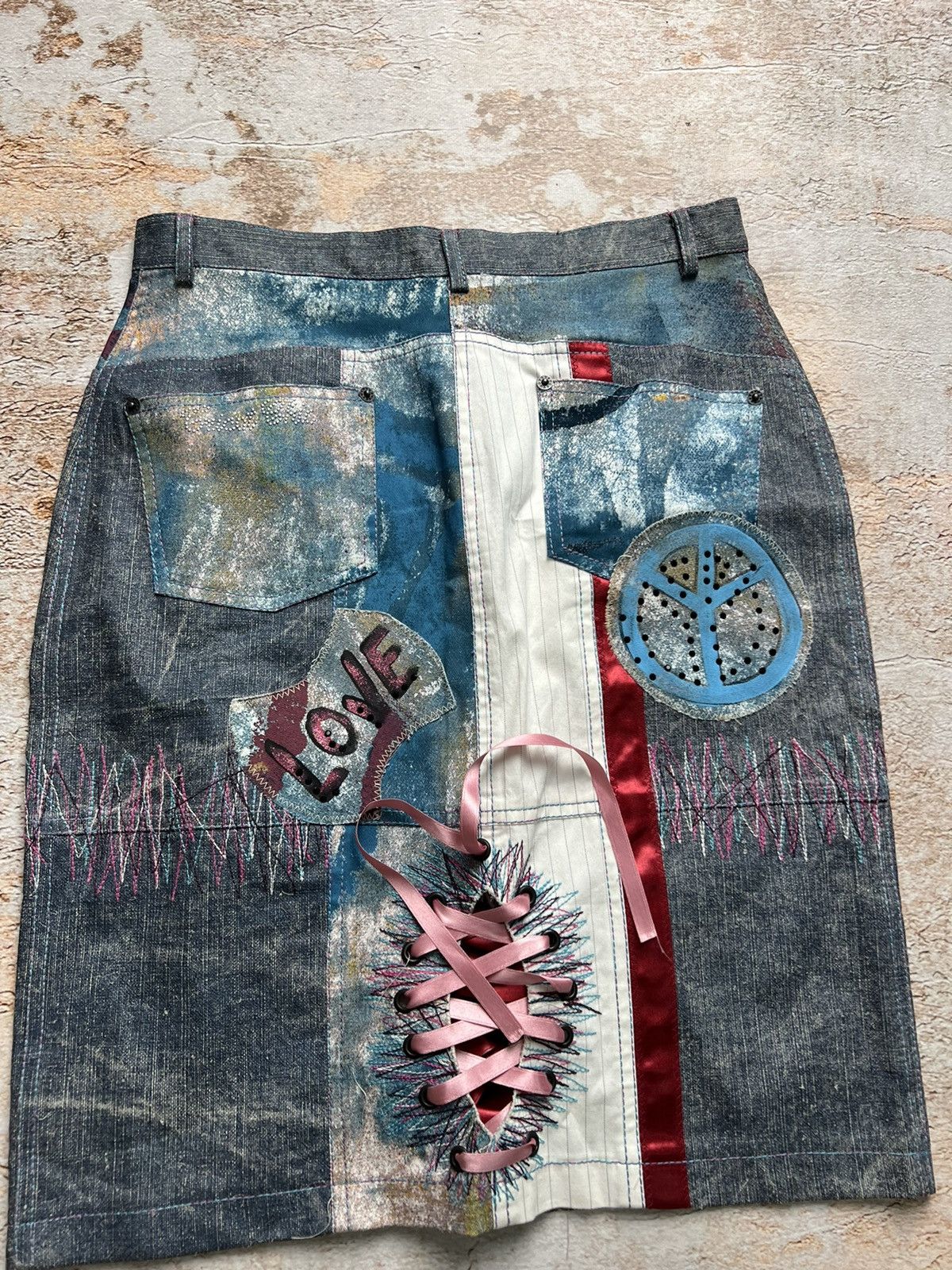 Vintage Vintage patchwork denim skirt Size 28" / US 6 / IT 42 - 5 Thumbnail