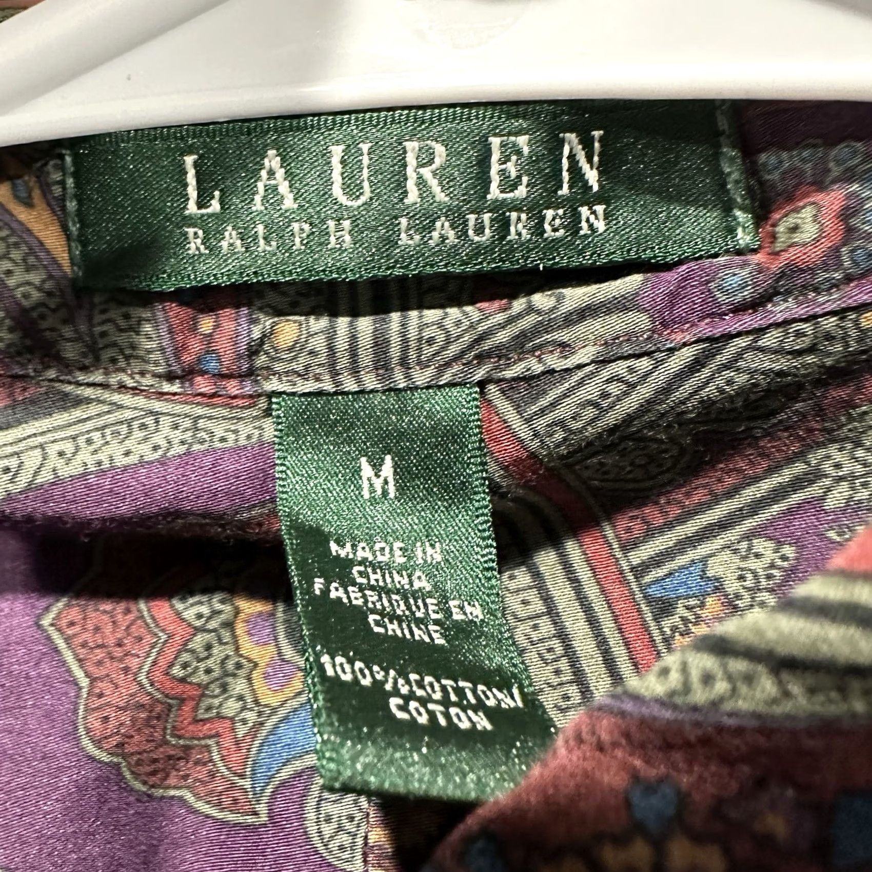 Ralph Lauren Lauren Ralph Lauren Shirt Womens Medium Purple Paisley Print Button Up Geometric Size M / US 6-8 / IT 42-44 - 4 Thumbnail