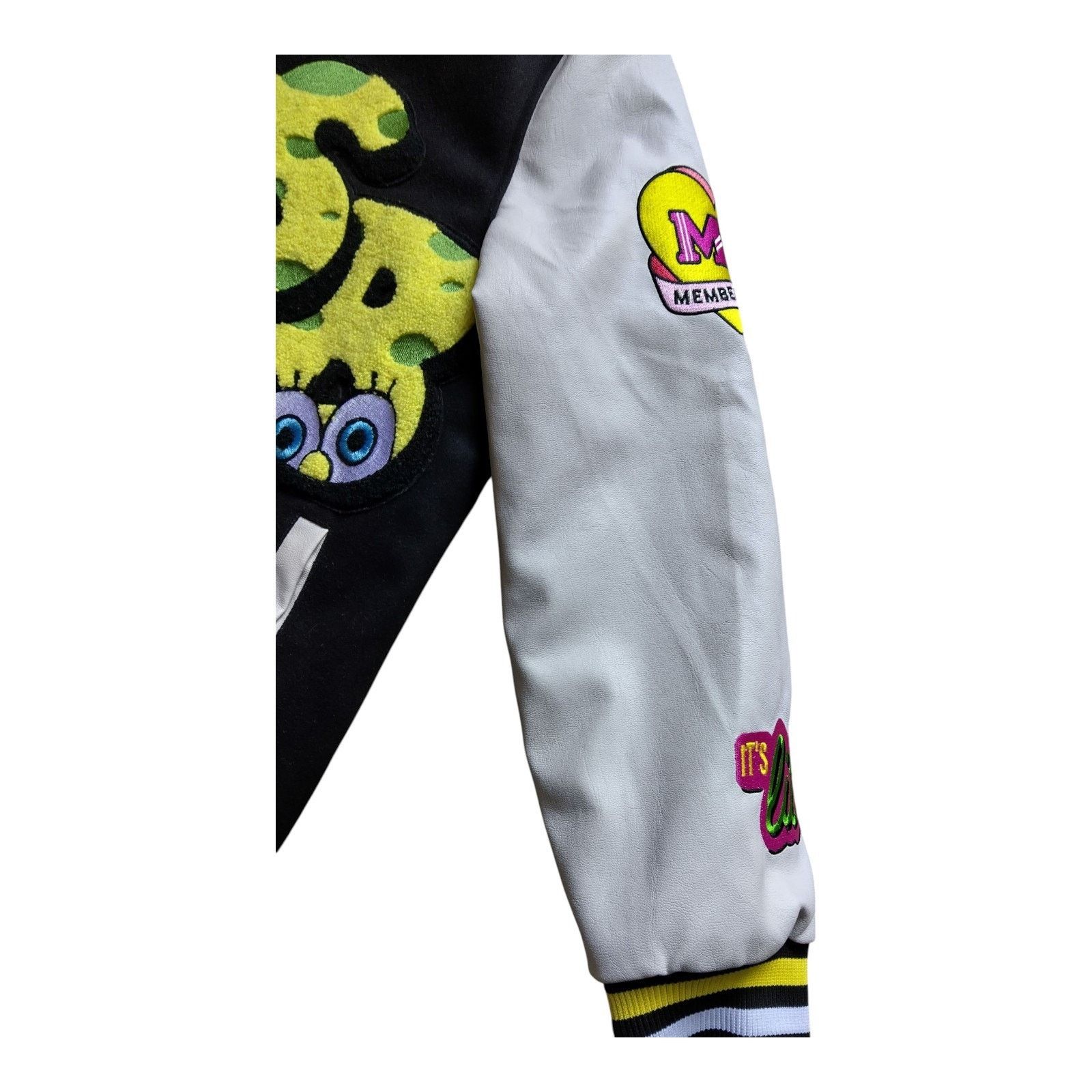 Members Only Women's SpongeBob Varsity Jacket, Size Large, Black/Yellow Size L / US 10 / IT 46 - 4 Thumbnail