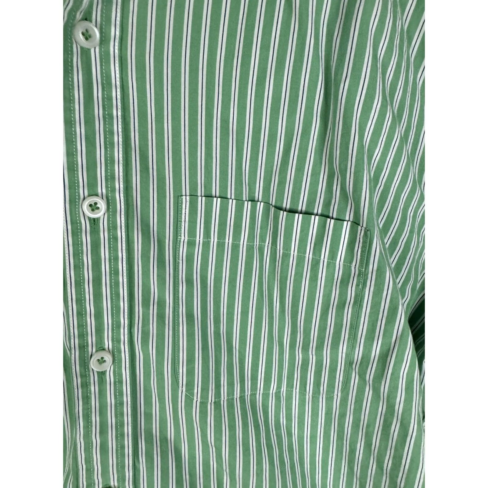 Brooks Brothers Brooks Brothers Shirt Mens Large Green White Stripe Button Front Casual Cotton Size US L / EU 52-54 / 3 - 5 Thumbnail