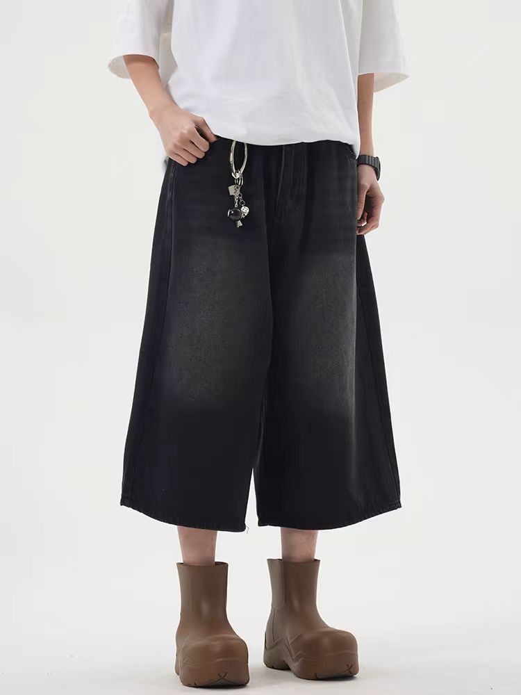 Japanese Brand × Vintage Street Hip Hop Washed Loose Denim Shorts Size US 34 / EU 50 - 4 Thumbnail