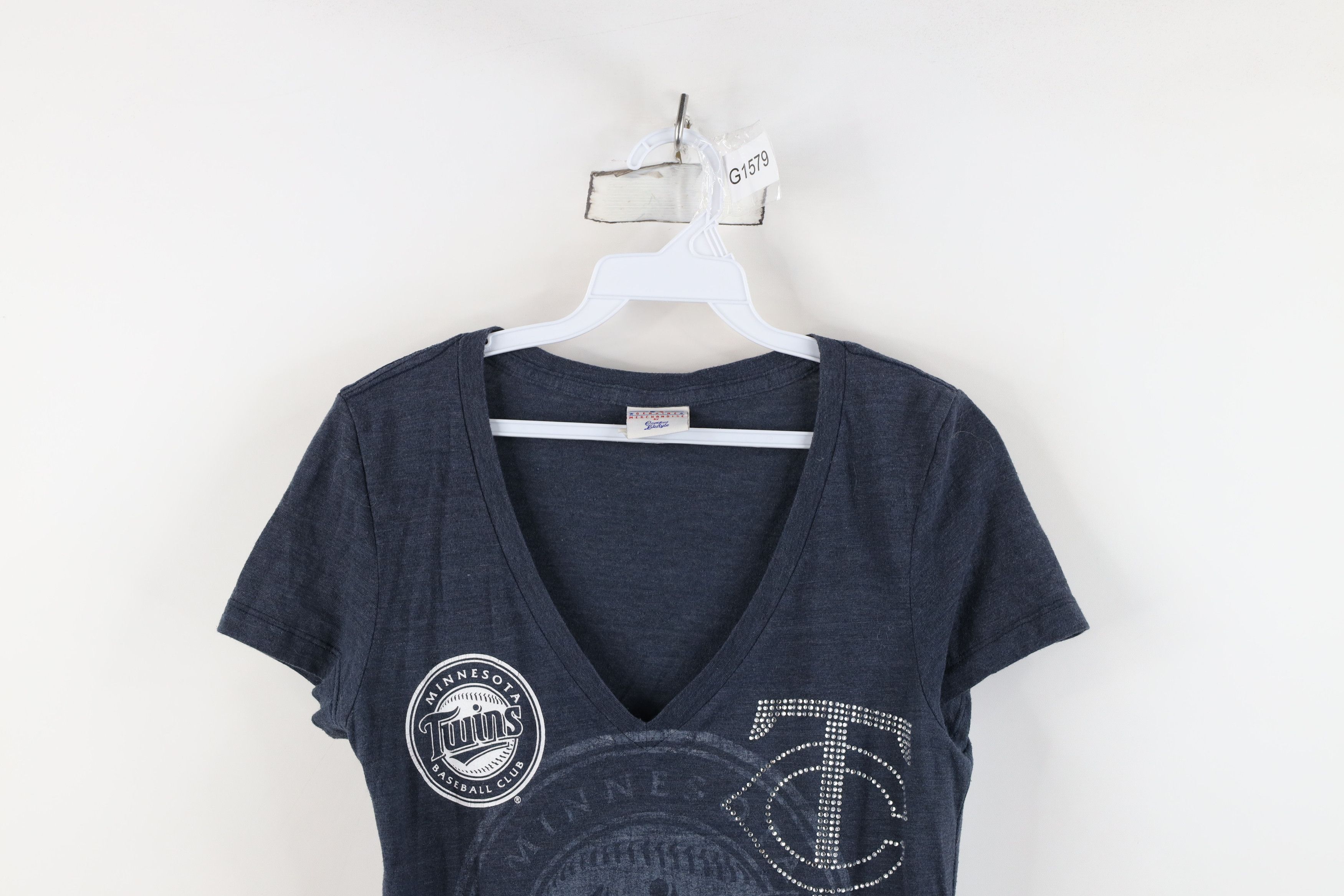 Vintage Retro Y2K Twins Baseball Jersey Knit V-Neck T-Shirt Size M / US 6-8 / IT 42-44 - 2 Thumbnail